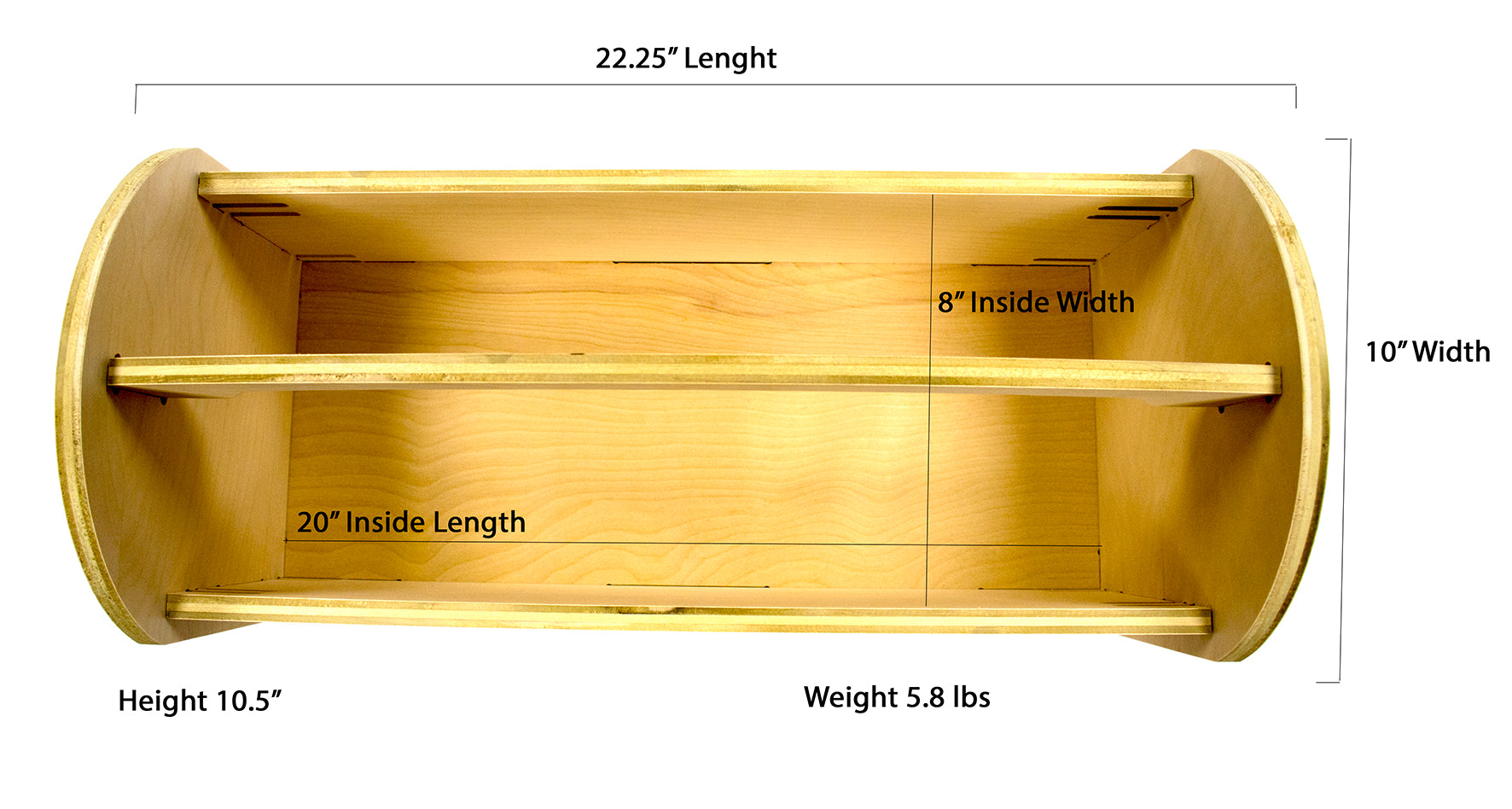 Classic American Unfinished Wooden Toolbox, 22.25 x 10 x 10.5 inch