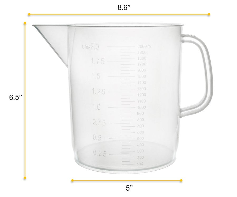 Short Form Polypropylene Measuring Pitcher, 2000mL, Euro Design
