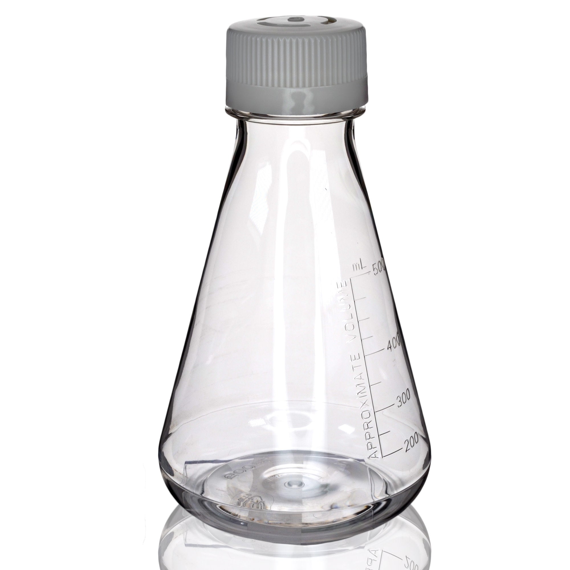Sterile Vented Flat-Bottom PETG Erlenmeyer Flask, USP Class VI, 500mL