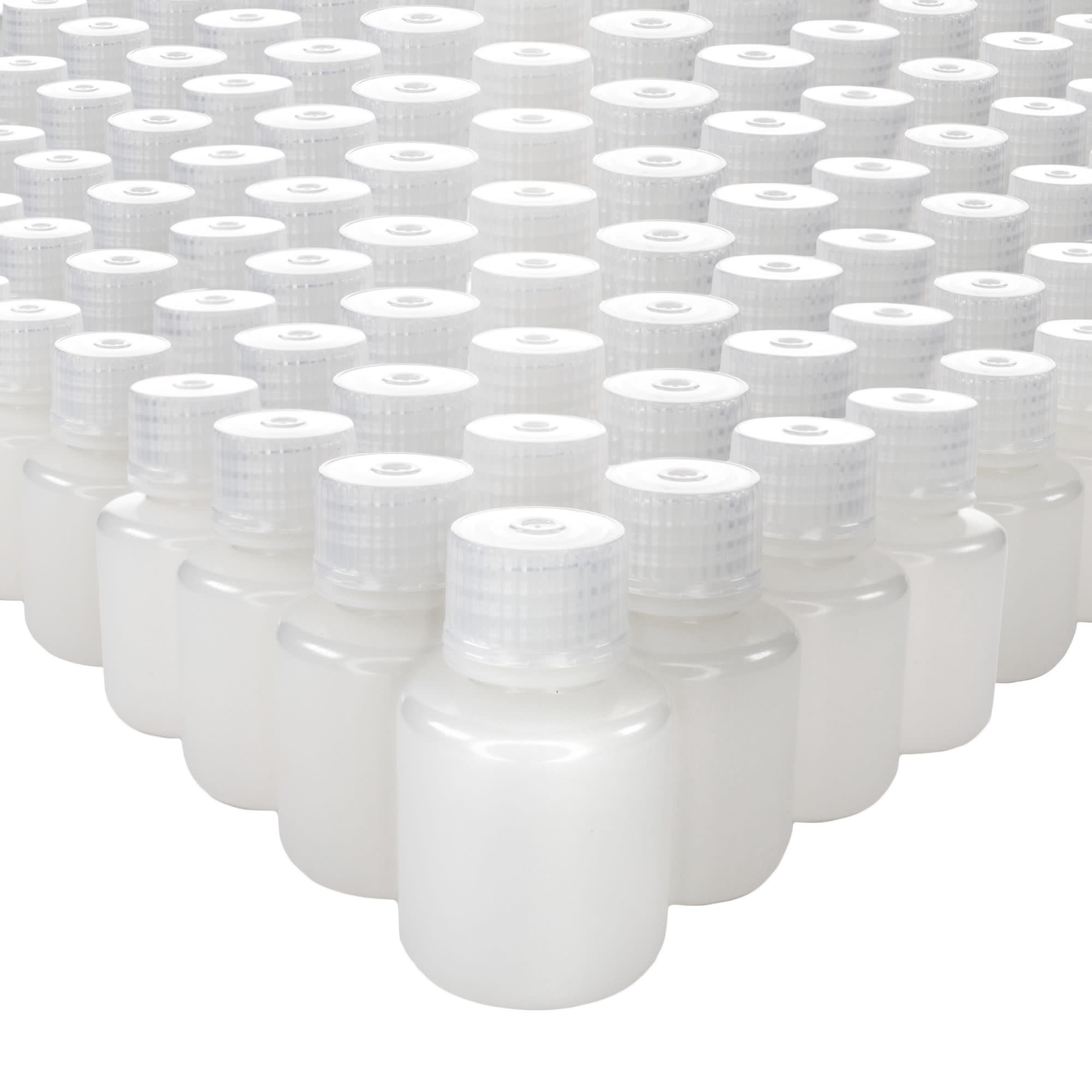 1000-Bulk Pack Translucent Narrow Mouth HDPE Reagent Bottles with PP Caps, 30mL, -100 to 120°C