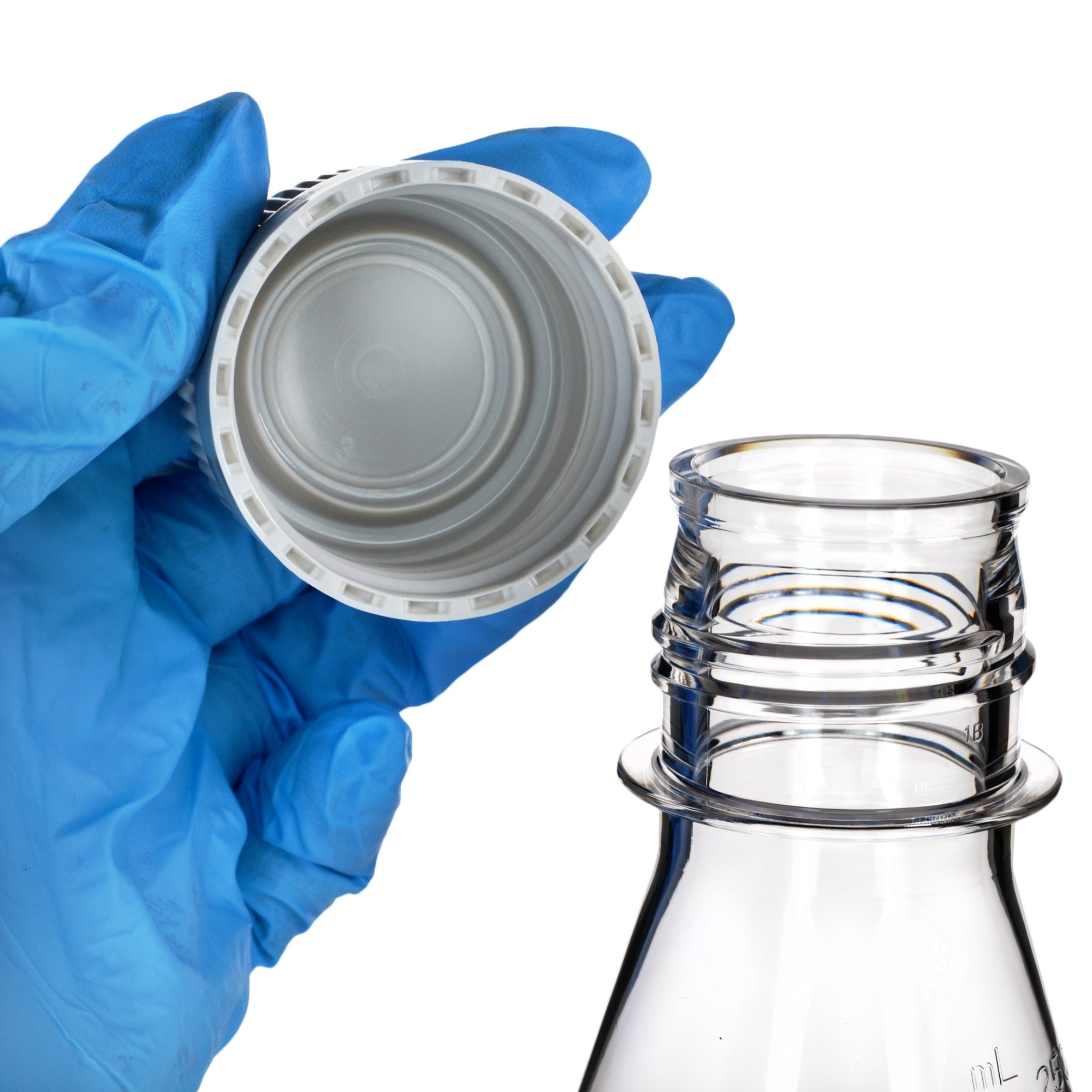 Sterile Non-Vented Baffled-Bottom PETG Erlenmeyer Flask, USP Class VI, 250mL
