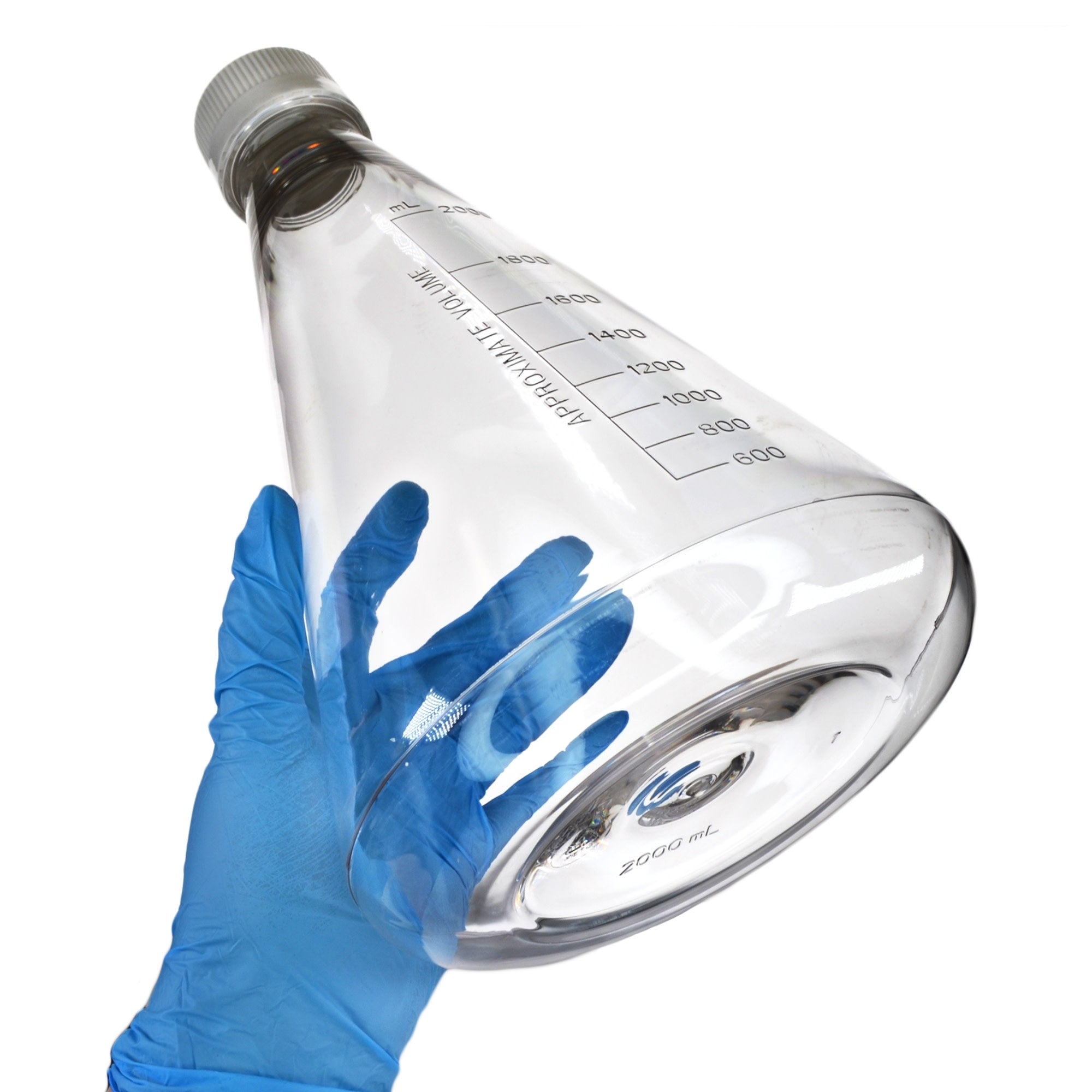 Sterile Vented Flat-Bottom PETG Erlenmeyer Flask, USP Class VI, 2L