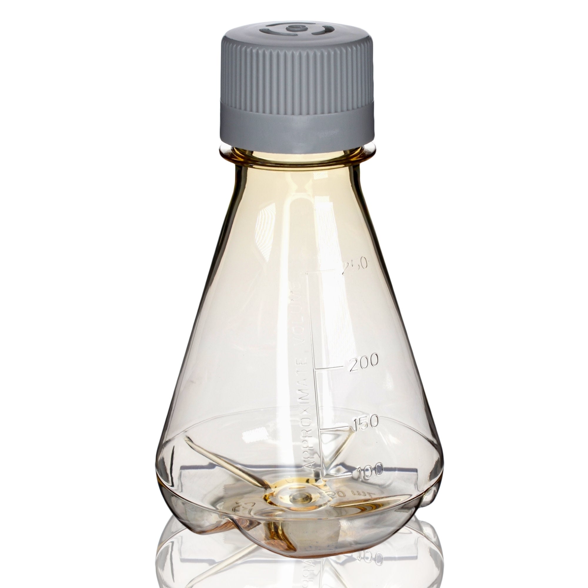 Sterile Vented Baffled-Bottom Polycarbonate Erlenmeyer Flask, USP Class VI, 250mL