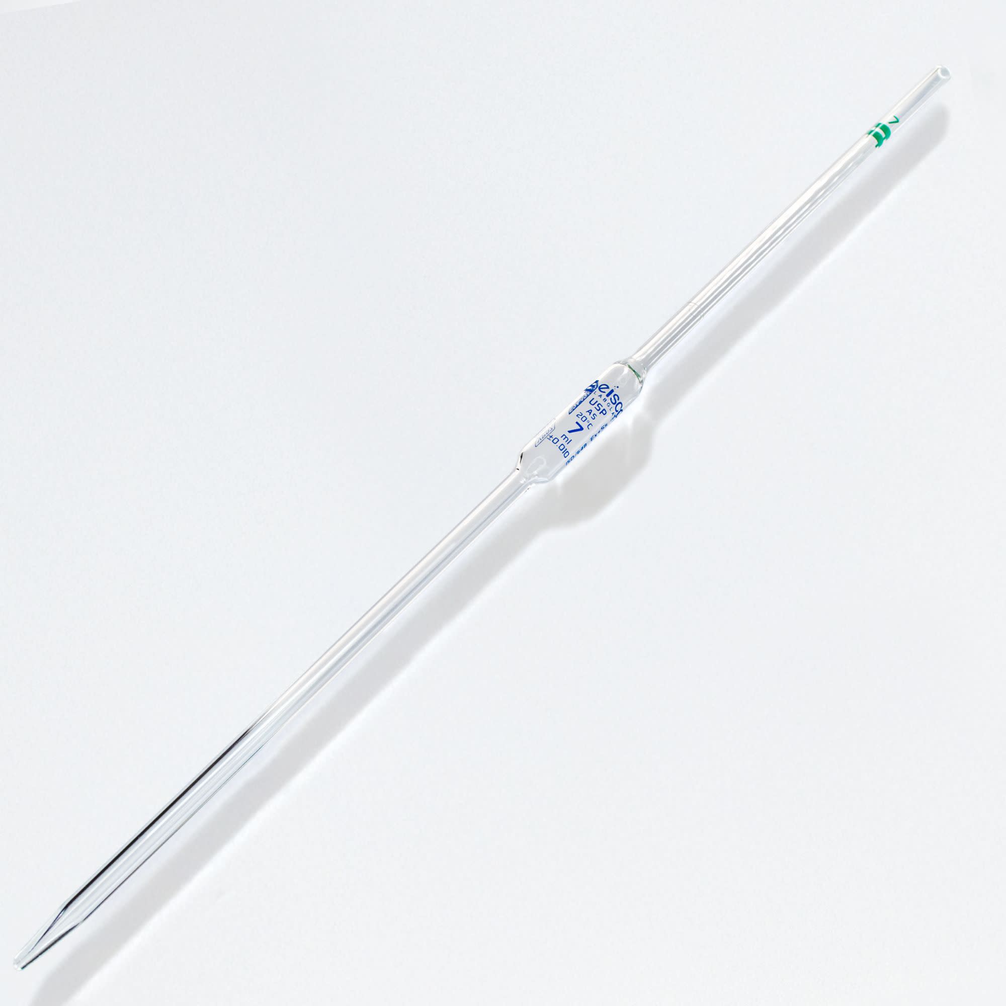 Class AS USP Bulb Pipette with Single Mark and Certificate, 7mL, Borosilicate Glass