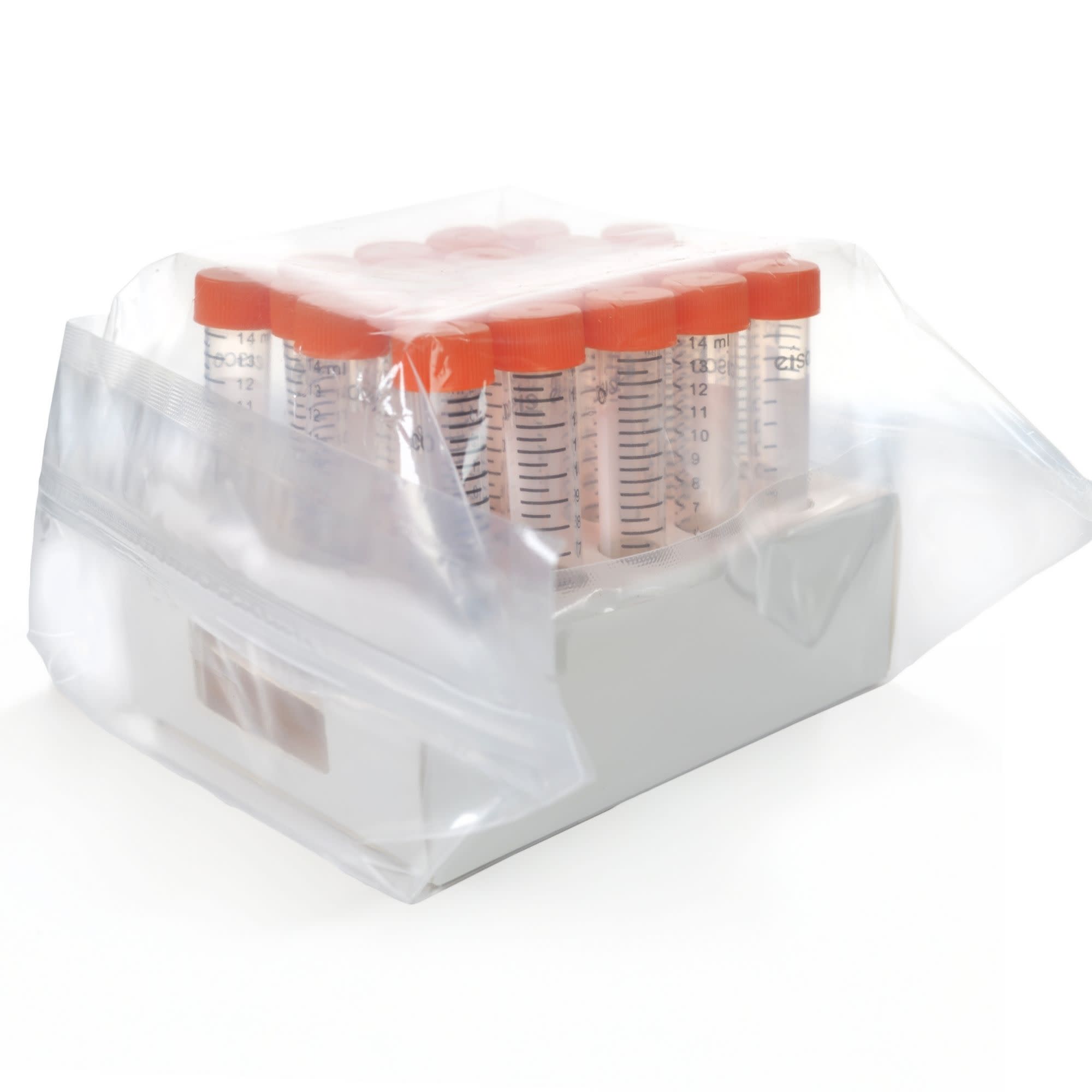 25-Pack Non-Sterile Racked Polypropylene Centrifuge Tubes with Flat Cap, 15mL