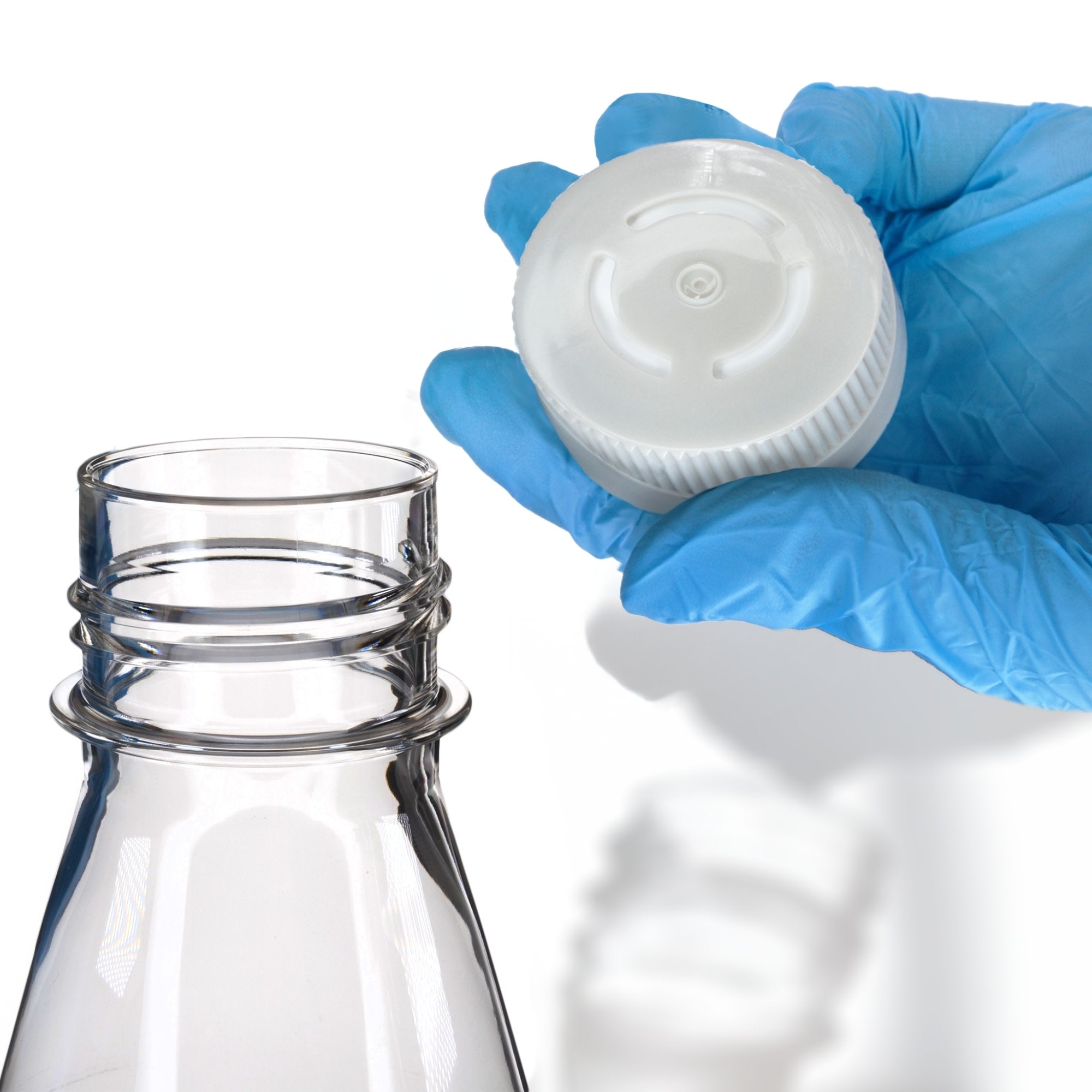 Sterile Vented Baffled-Bottom PETG Erlenmeyer Flask, USP Class VI, 1L