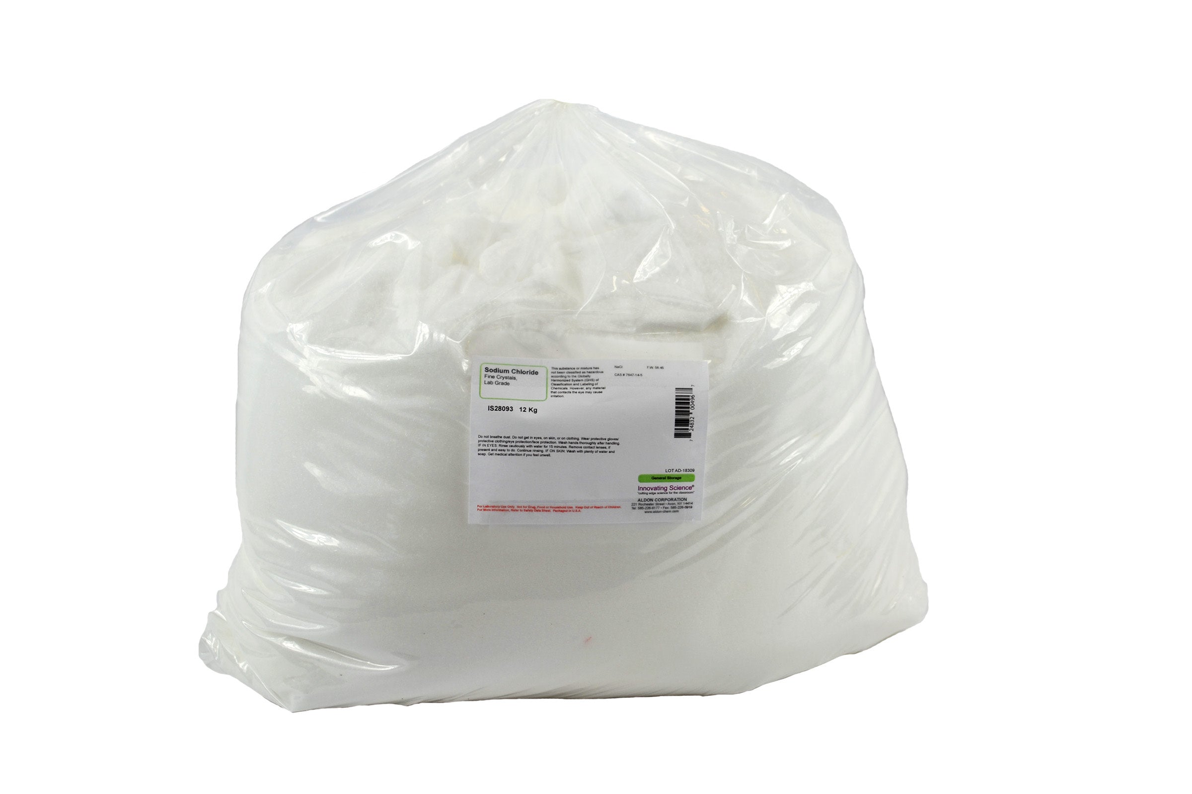 Laboratory Grade Fine Sodium Chloride, 12kg