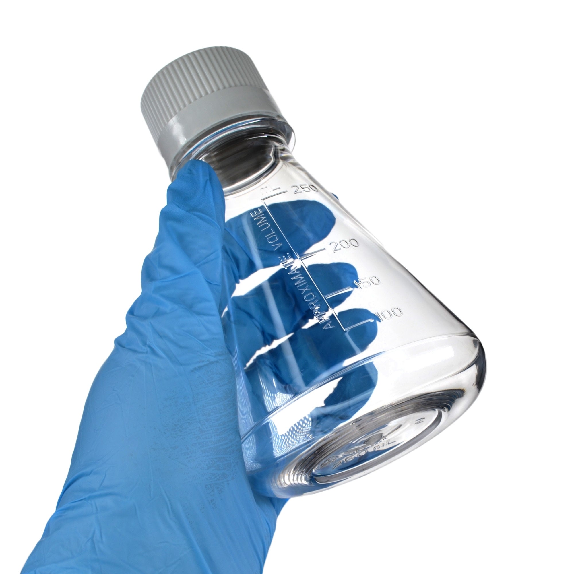 Sterile Vented Flat-Bottom PETG Erlenmeyer Flask, USP Class VI, 250mL