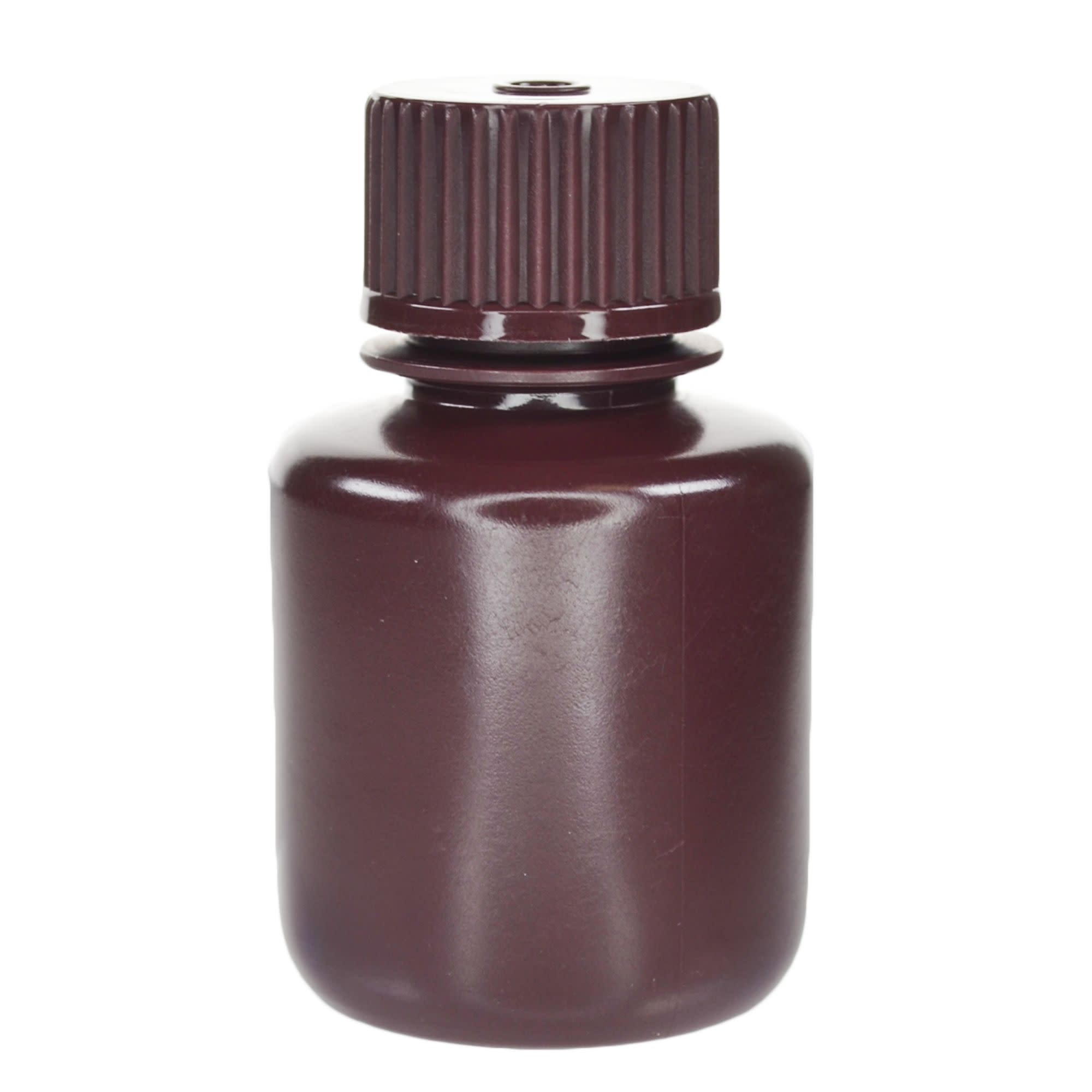 1000-Bulk Pack Amber Narrow Mouth HDPE Reagent Bottles for Light-Sensitive Substances, 30mL, -100 to 120°C