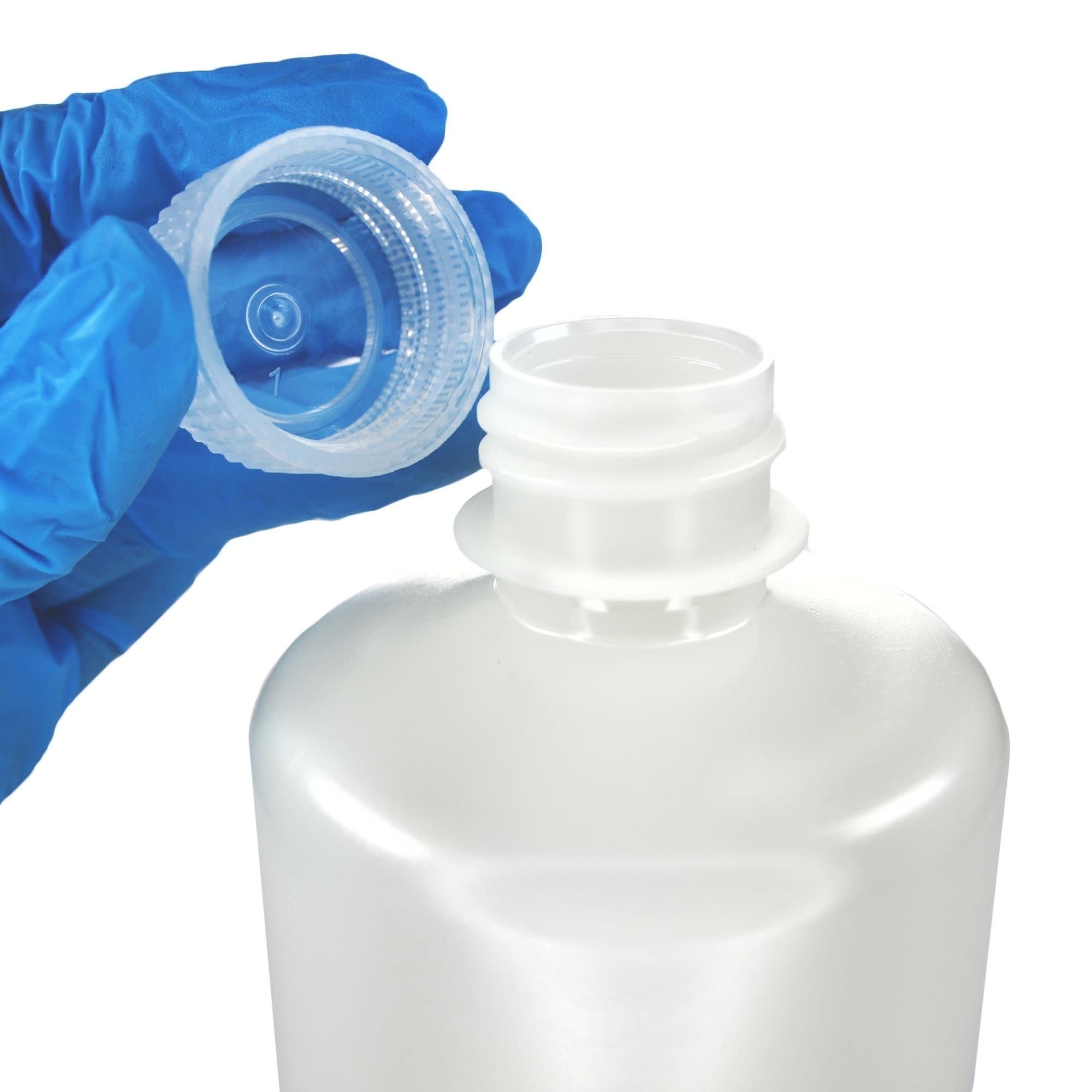 125-Bulk Pack Translucent Narrow Mouth HDPE Reagent Bottles with PP Caps, 500mL, -100 to 120°C