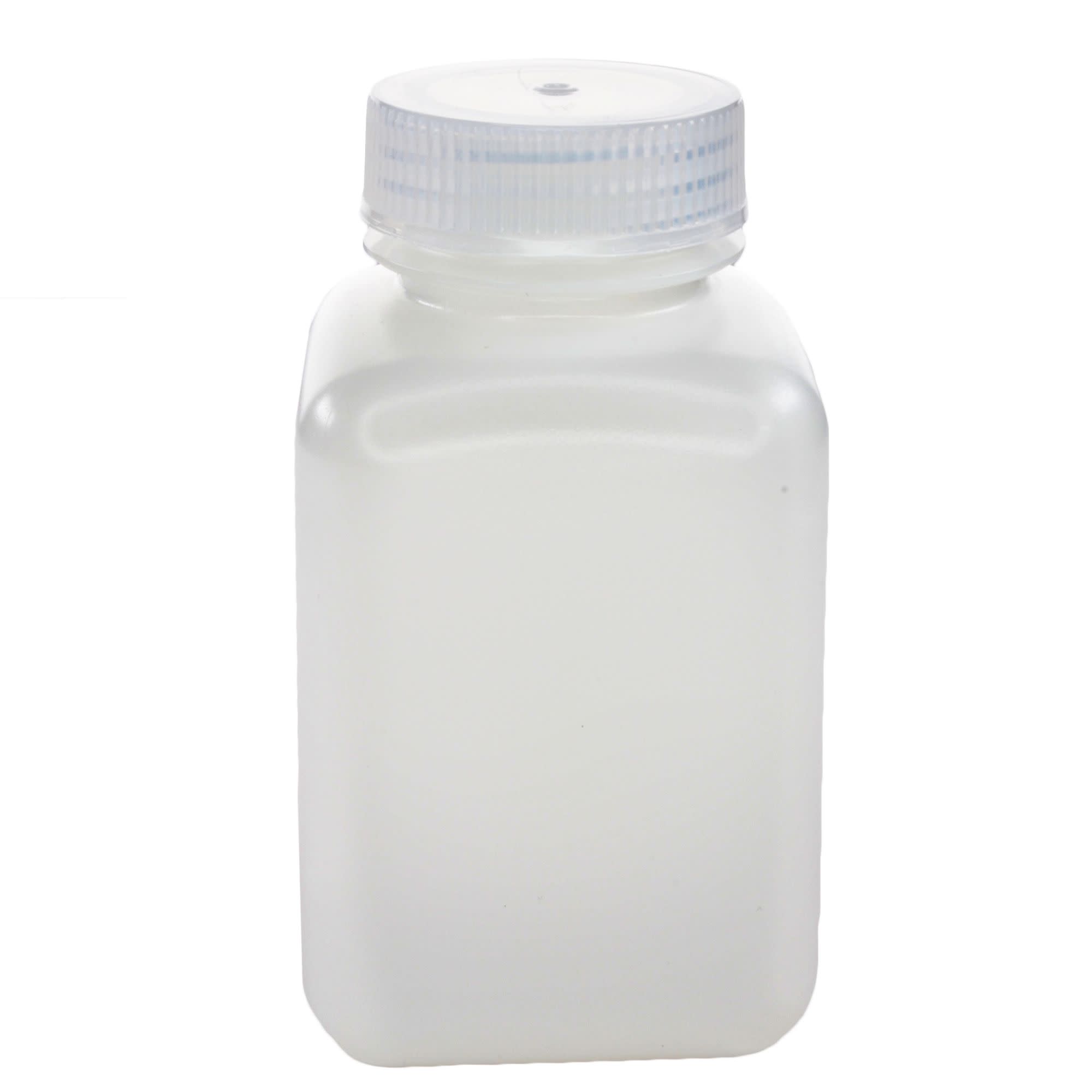 12-Pack Translucent Wide Mouth Square HDPE Reagent Bottles with PP Caps, 250mL, -100 to 120°C