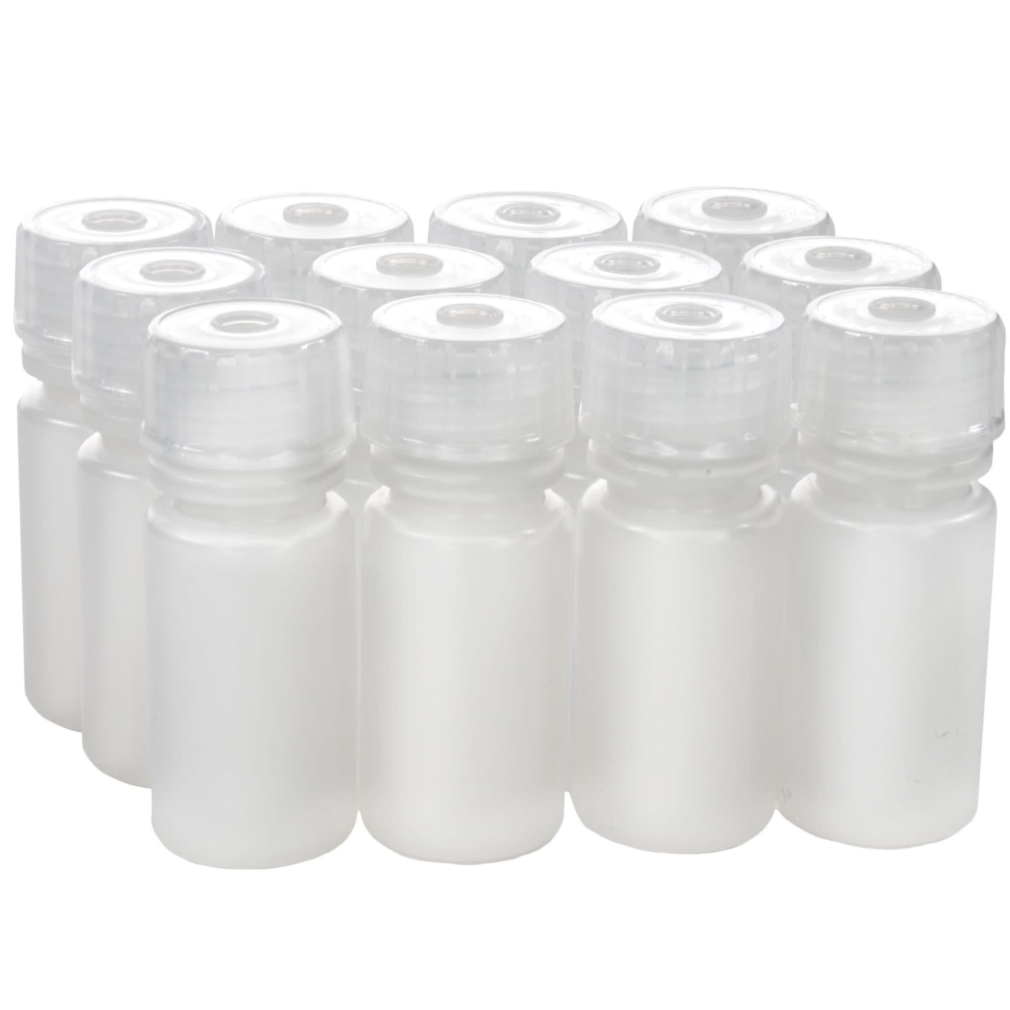 12-Pack Translucent Narrow Mouth HDPE Reagent Bottles with PP Caps, 4mL, -100 to 120°C