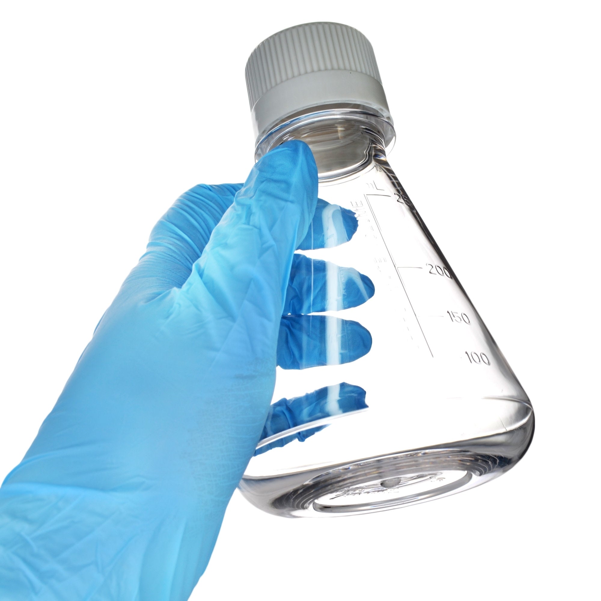 Sterile Non-Vented Flat-Bottom PETG Erlenmeyer Flask, USP Class VI, 250mL