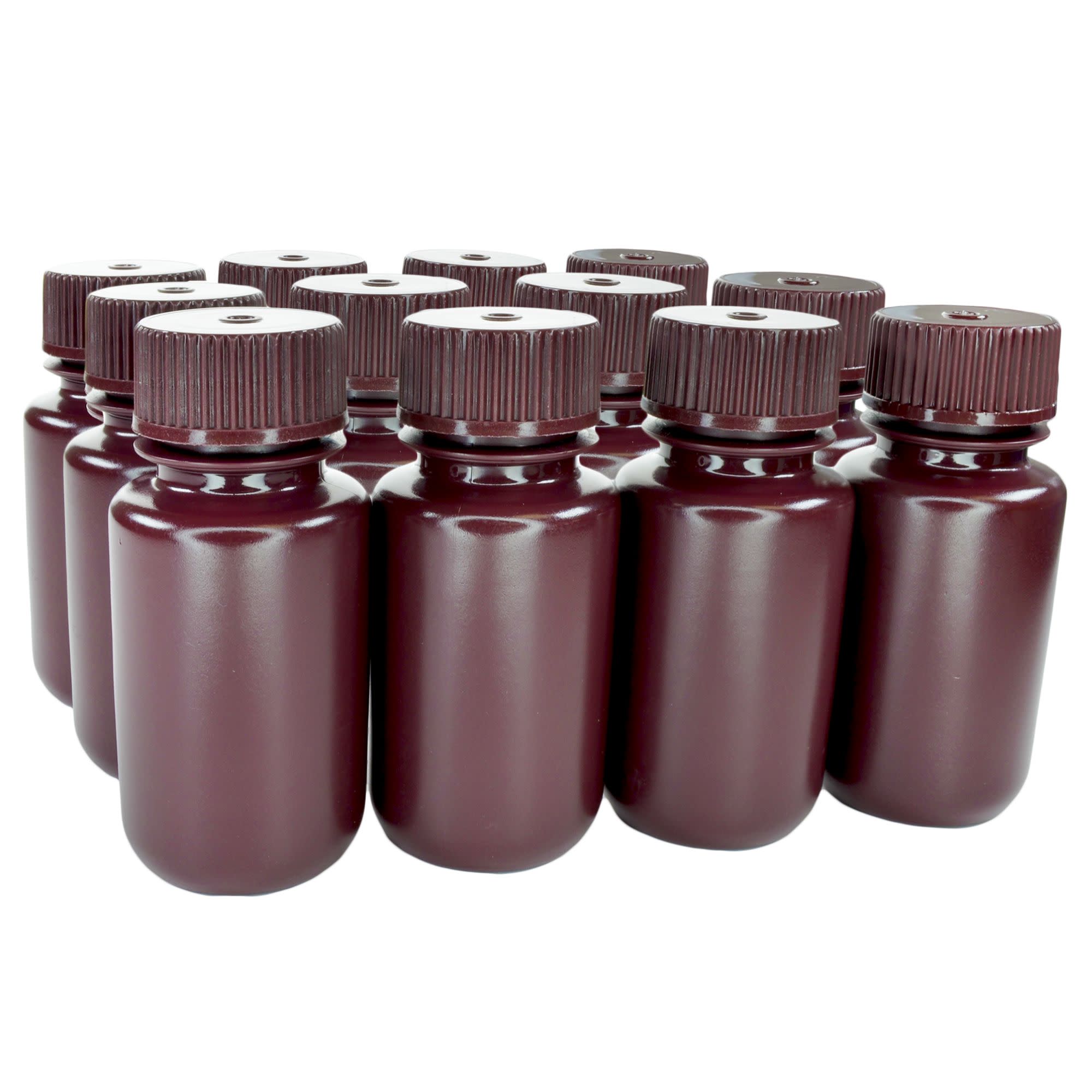 Wide Mouth Amber HDPE Reagent Bottle, Sterile, 12-Pack