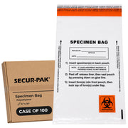 Dual-Pocket Polyethylene Specimen Bag with Tamper-Evident Closure, 6 x 10, 100-Pack