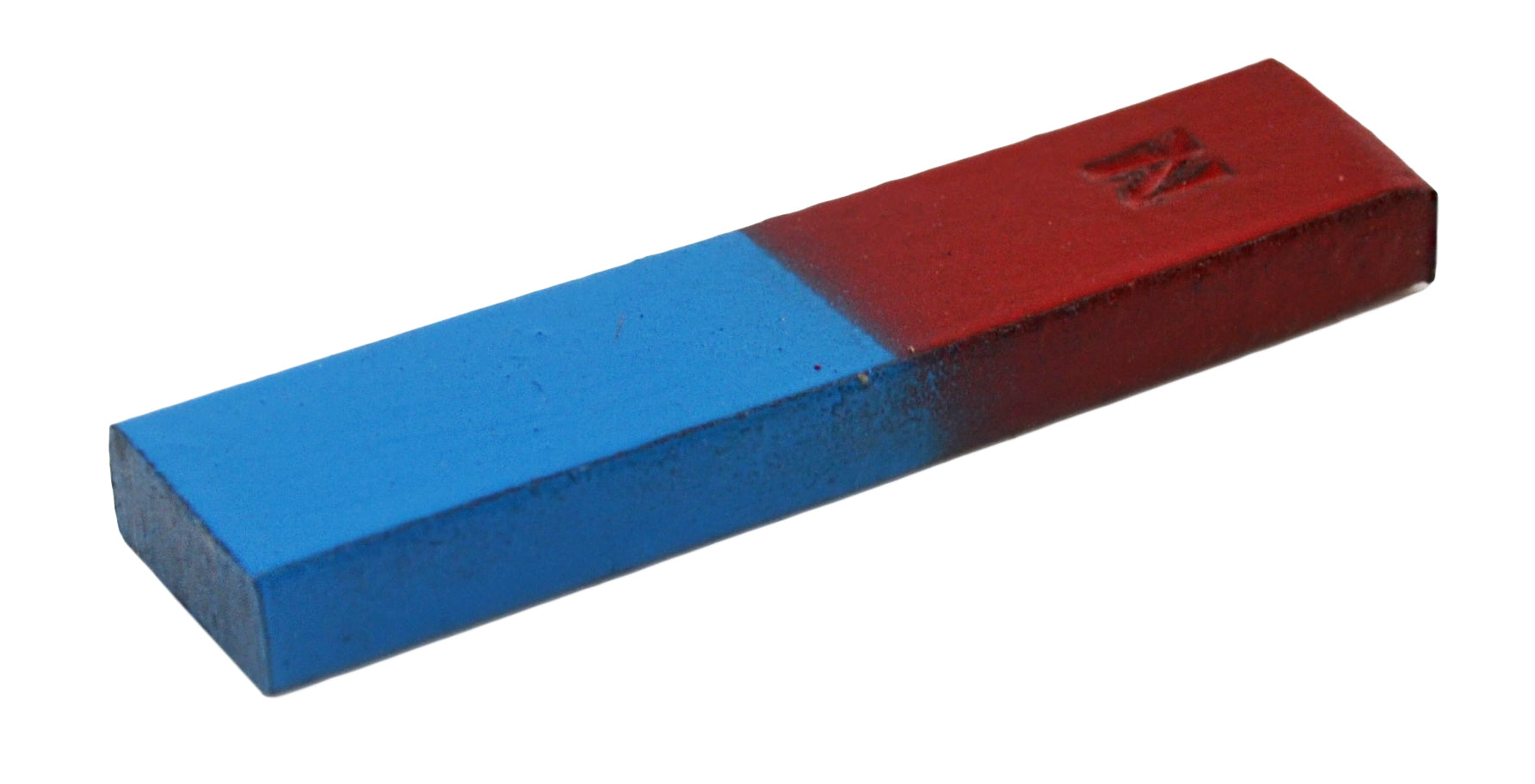 Chrome Steel Bar Magnet Pair with Keepers, Red/Blue N-S Labeled