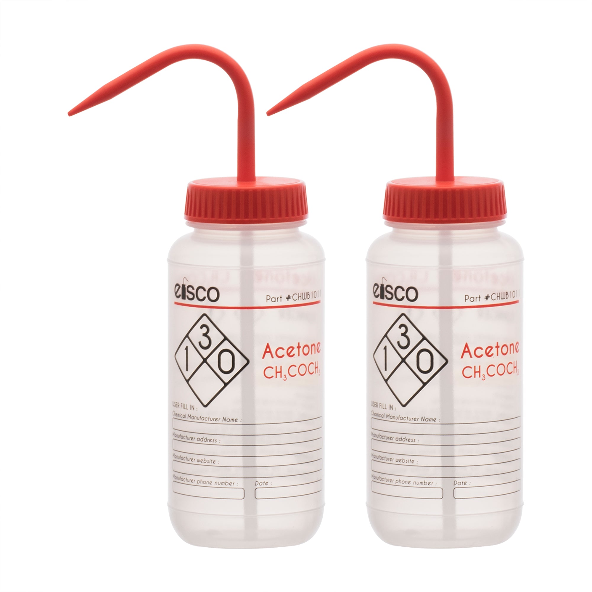Acetone Wash Bottle, LDPE, 2-Color Label, 500mL