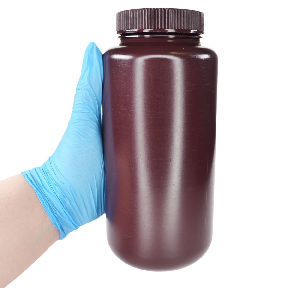 2L Wide Mouth Amber HDPE Reagent Bottle, Non-Sterile, 6-Pack