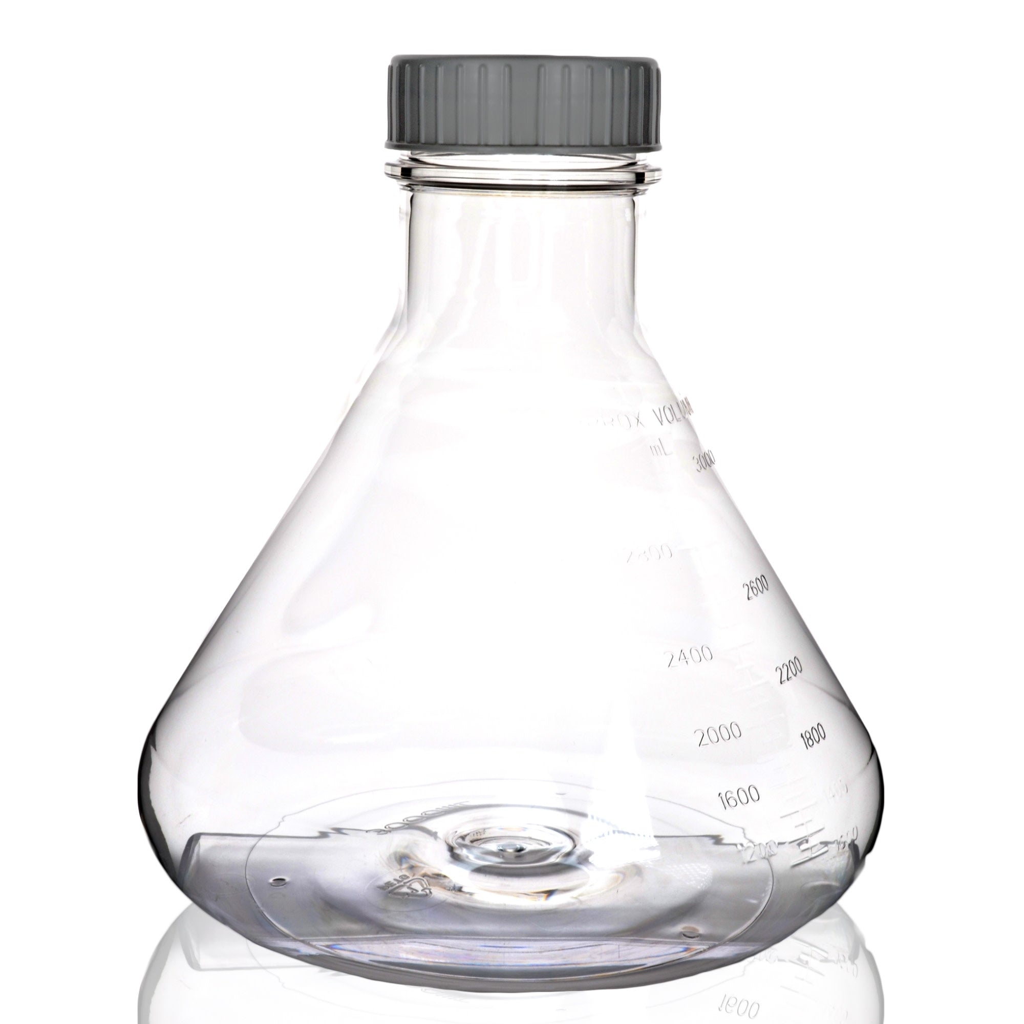 Sterile Non-Vented Flat-Bottom PETG Erlenmeyer Flask, USP Class VI, 3L