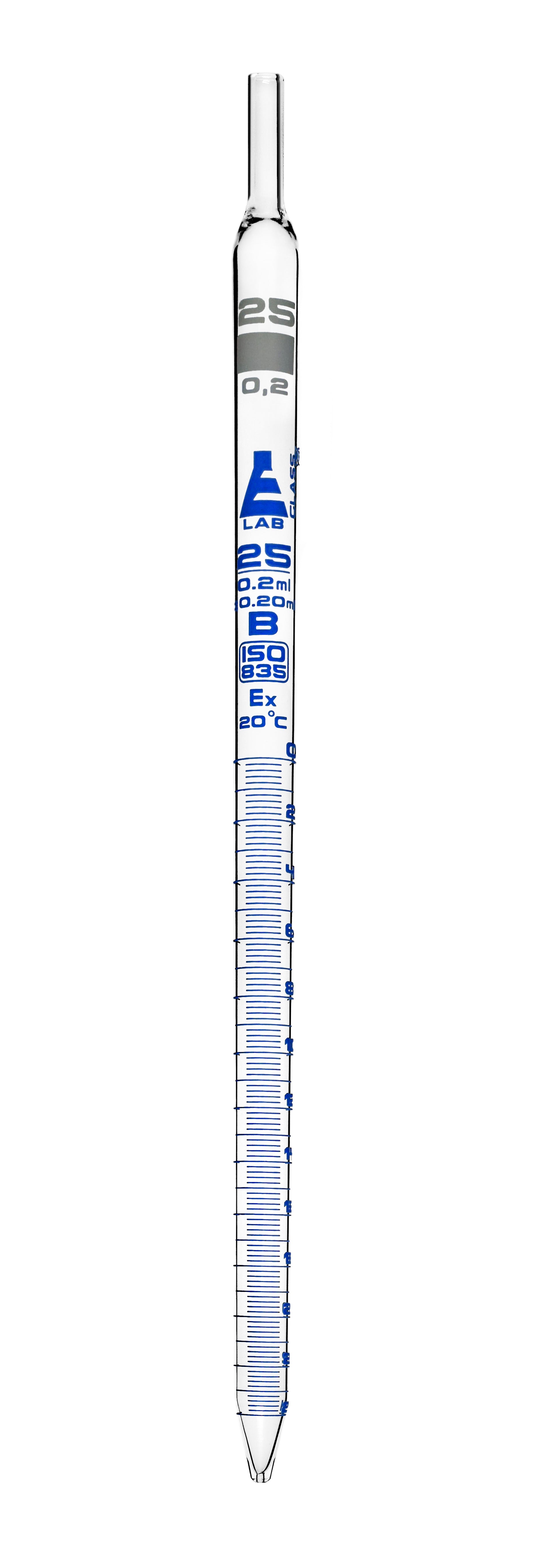 Class B Borosilicate Glass Serological Pipette with Blue Graduations