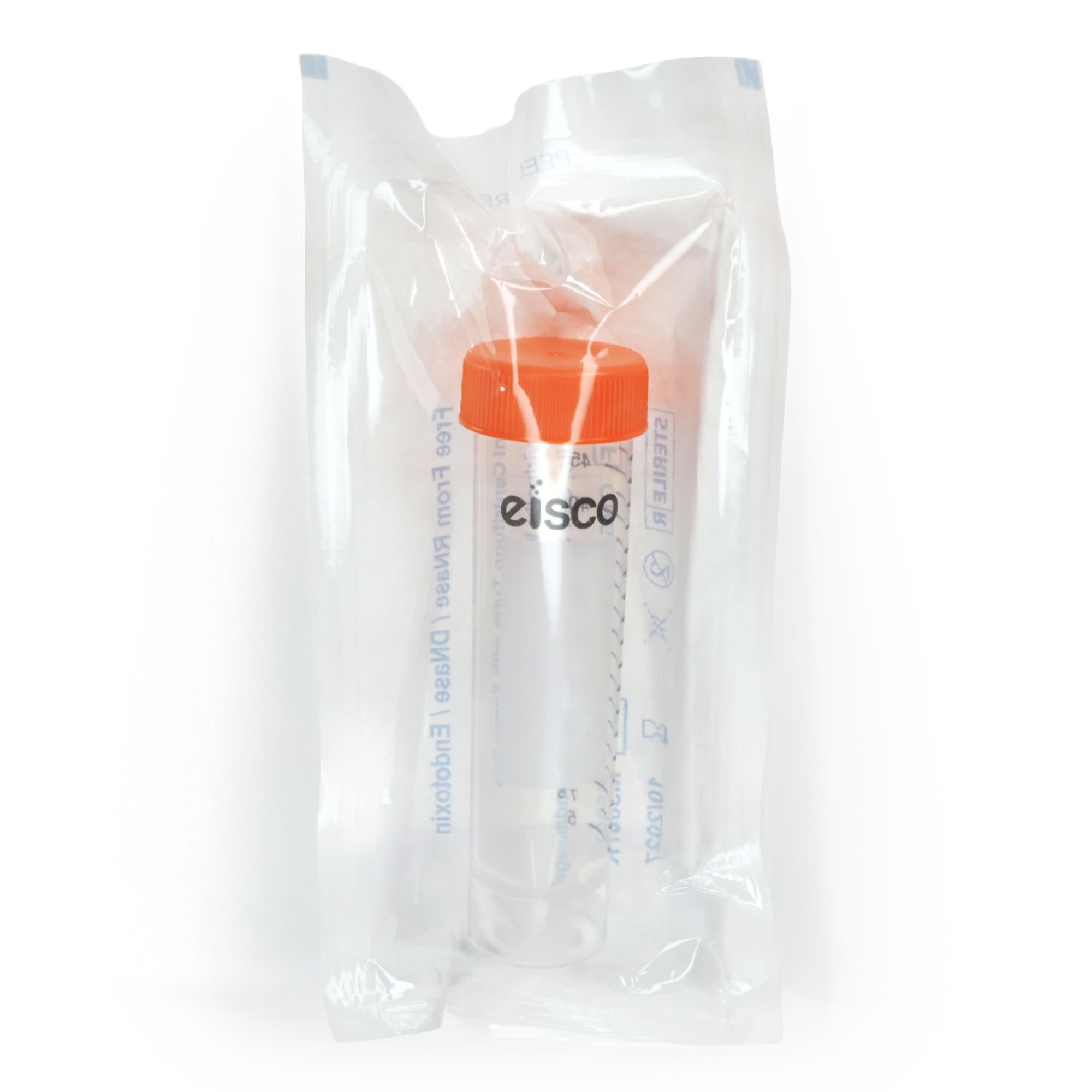 25-Pack Sterile Self-Standing Individually Wrapped Polypropylene Centrifuge Tubes with Flat Cap, 50mL