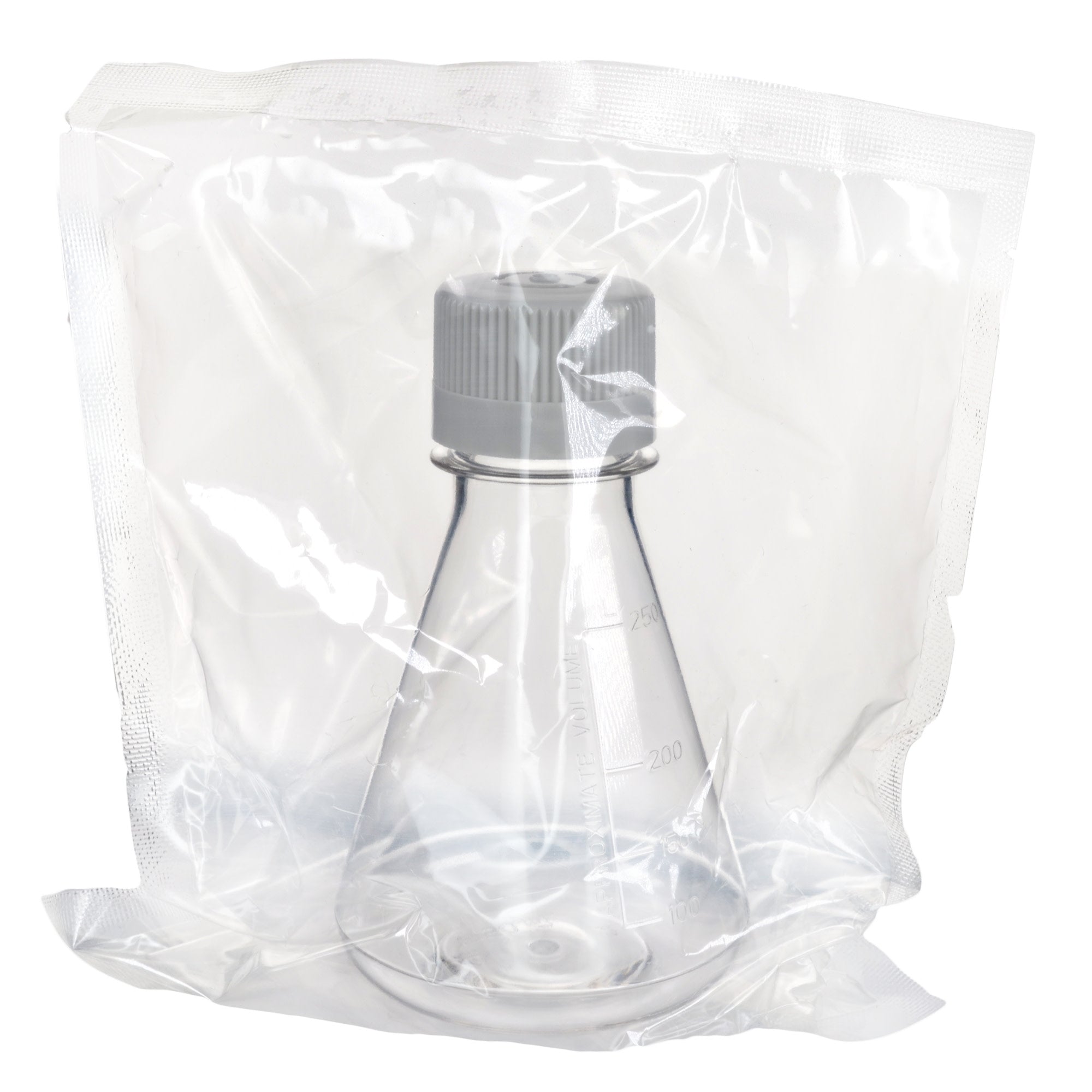 Sterile Vented Flat-Bottom PETG Erlenmeyer Flask, USP Class VI, 250mL
