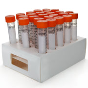 25-Pack Sterile Racked Polypropylene Centrifuge Tubes with Flat Cap, 15mL