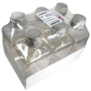 6-Pack Sterile Square PETG Media Bottles with HDPE Caps, Gamma Sterilized, 2L