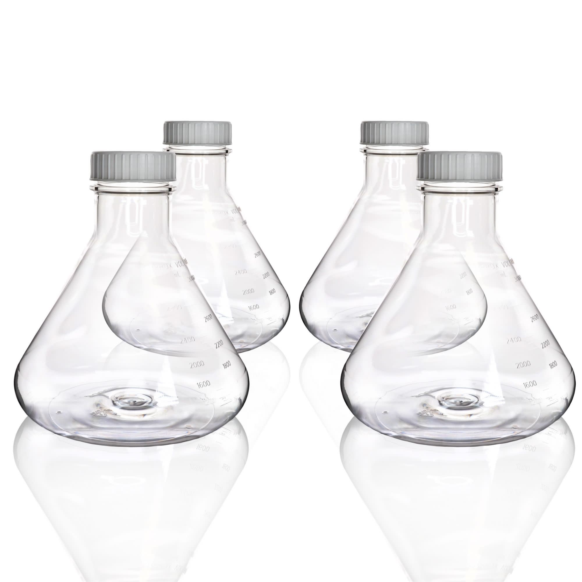 Sterile Flat Bottom PETG Erlenmeyer Flask, 4-Pack