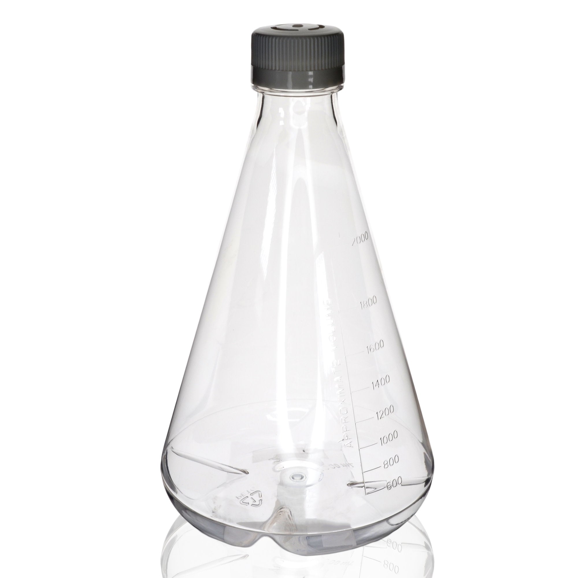 Sterile Vented Baffled-Bottom PETG Erlenmeyer Flask, USP Class VI, 2L