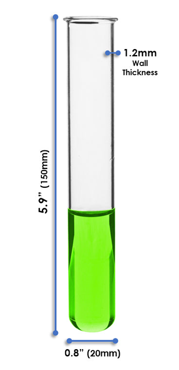 Thick Wall Borosilicate Glass Test Tube with Beaded Rim, 30mL, 32-Pack
