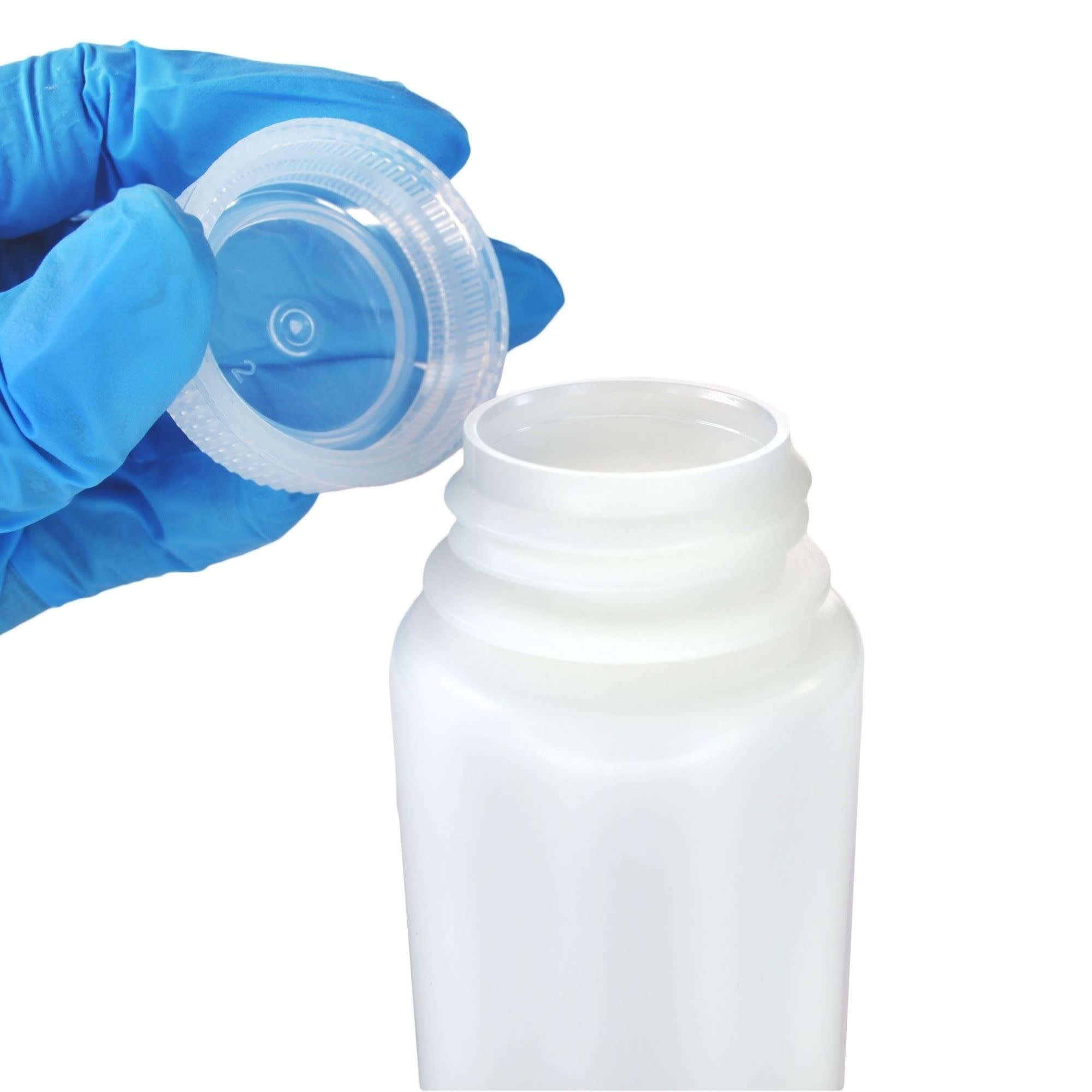 500-Bulk Pack Wide Mouth HDPE Reagent Bottles with PP Caps, 125mL, -100 to 120°C
