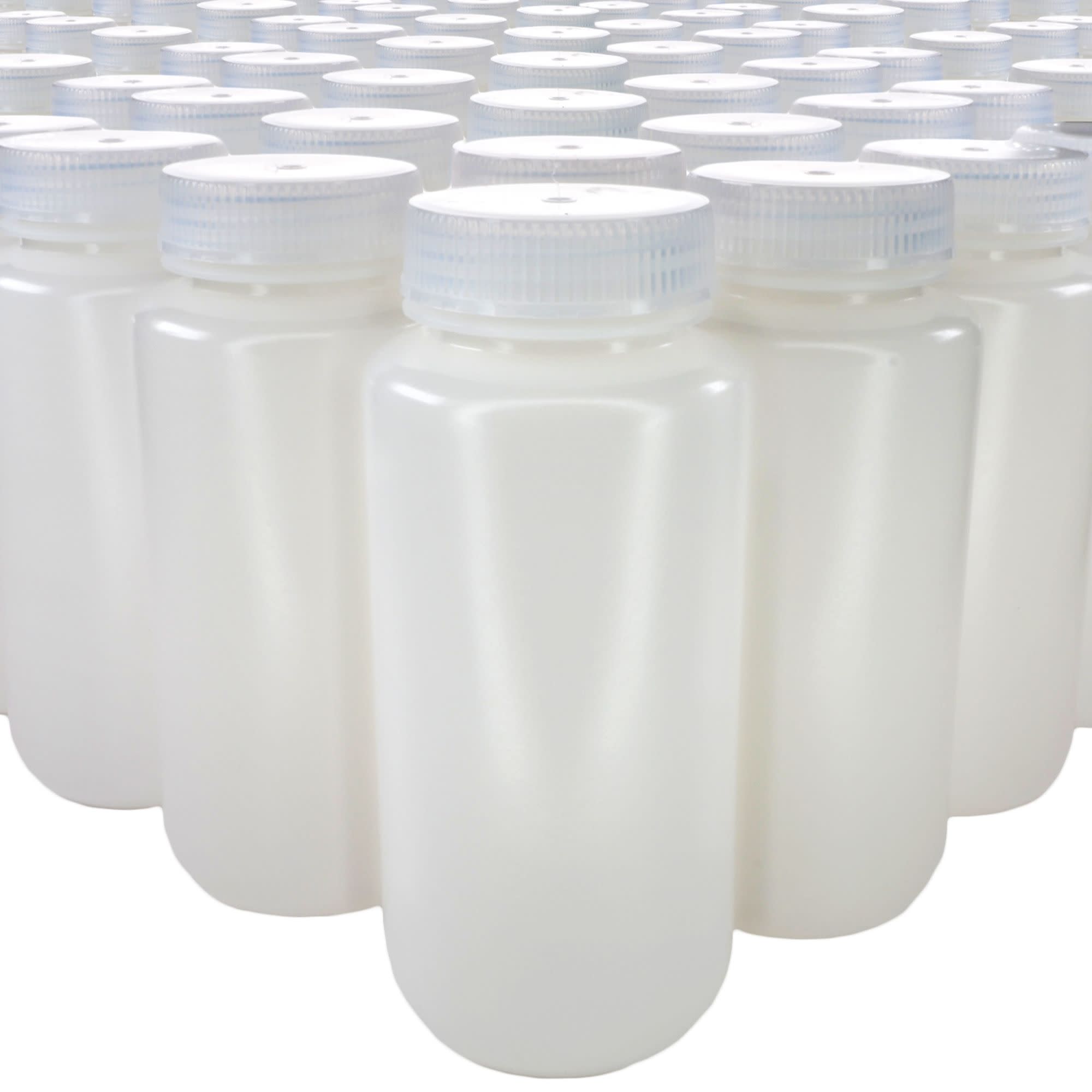 125-Bulk Pack Wide Mouth HDPE Reagent Bottles with PP Caps, 500mL, -100 to 120°C