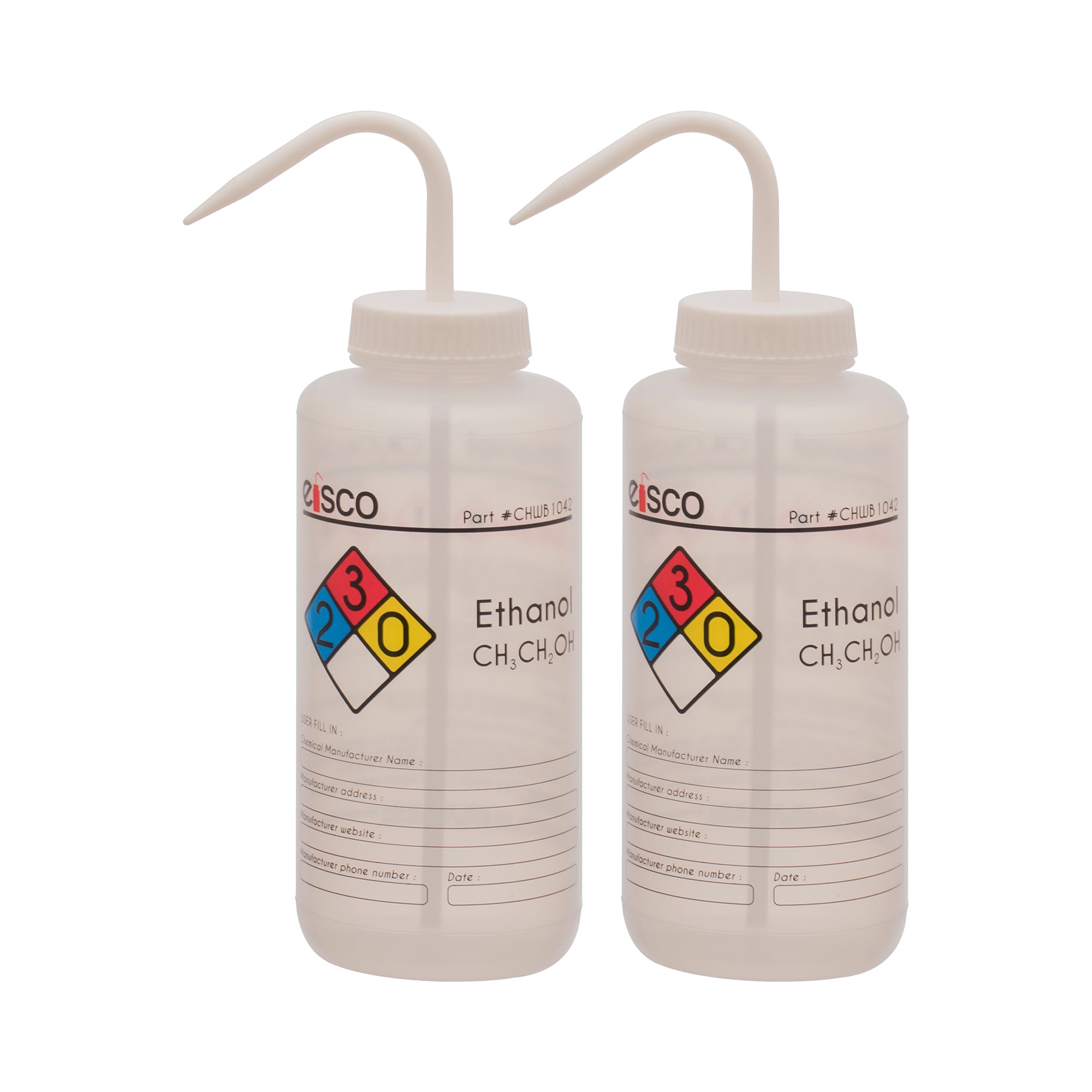 Ethanol Wash Bottle, LDPE, 4-Color Label, 1000mL