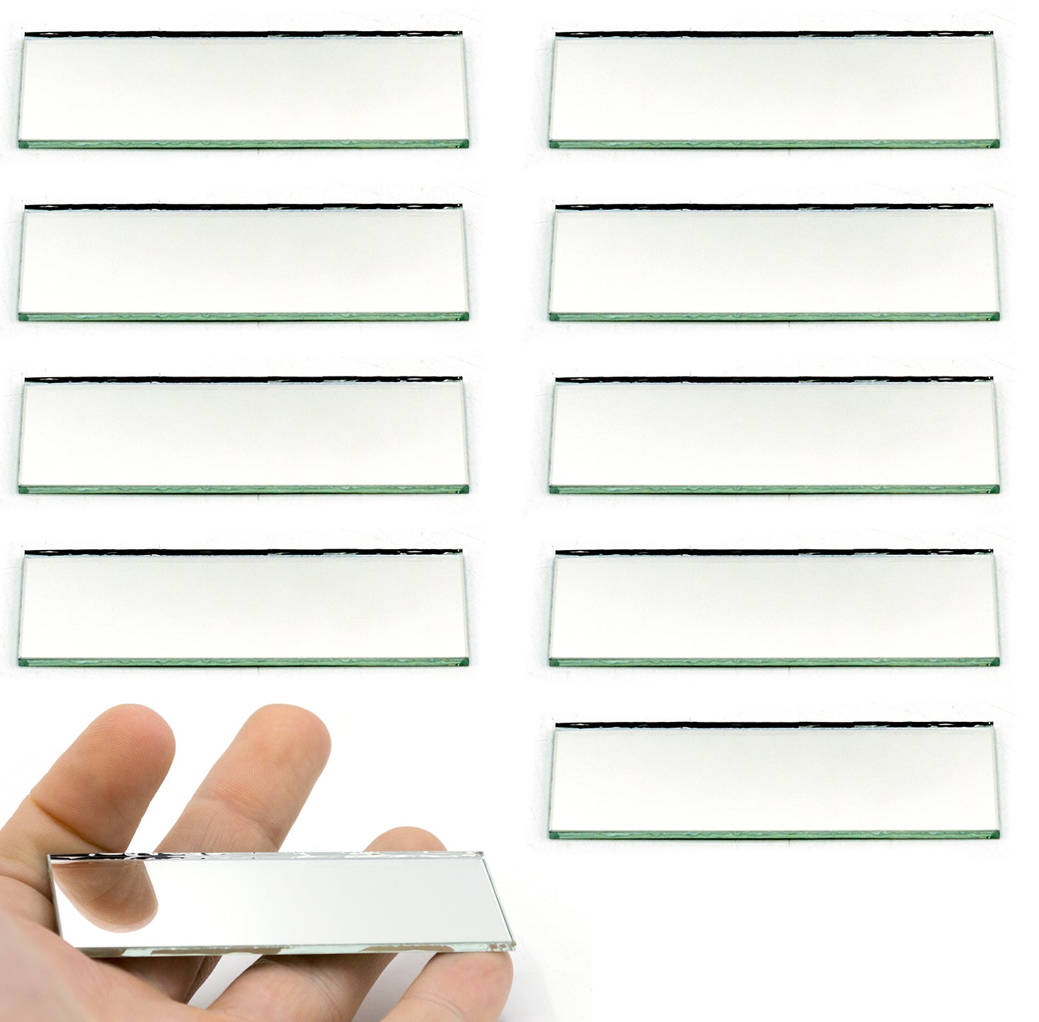 3 x 1" Rectangular Plane Glass Mirror, 10-Pack