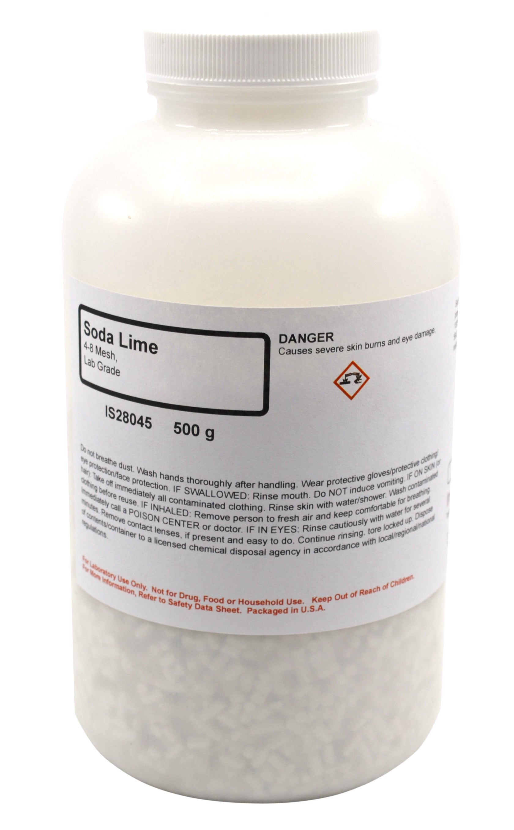 Laboratory Grade Soda Lime, 4-8 Mesh, 500g