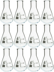 Narrow Neck Conical Borosilicate Glass Erlenmeyer Flask, 12-Pack