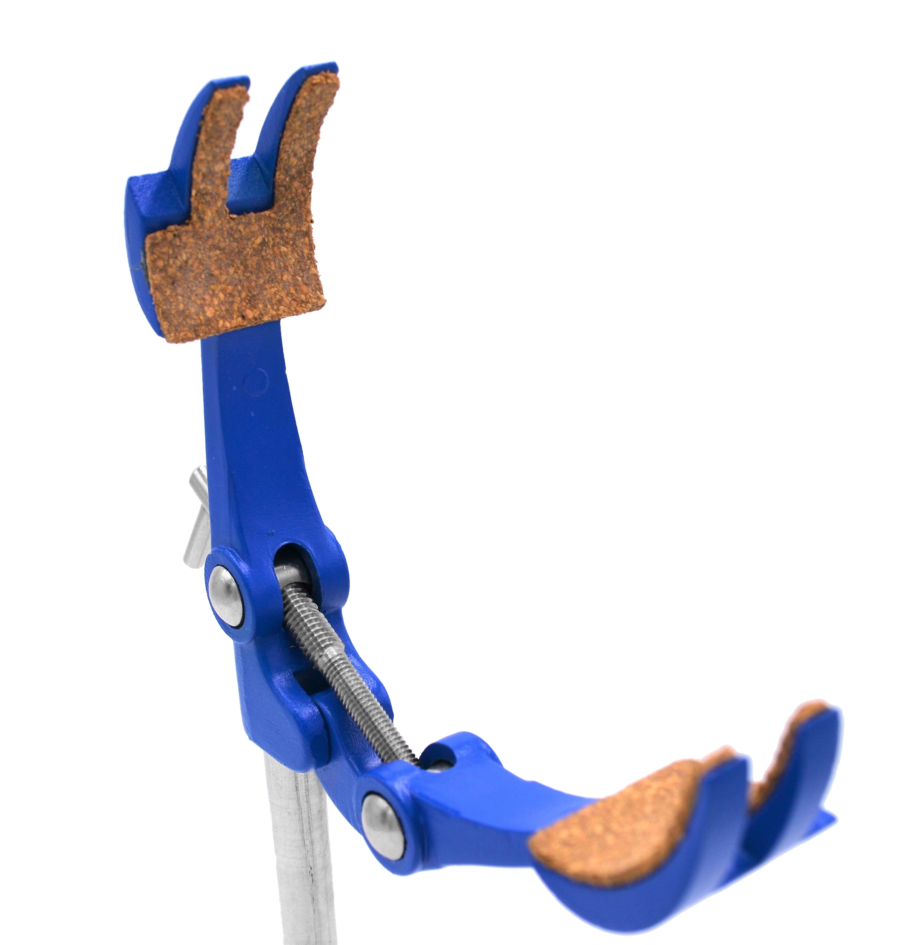4-Prong Cork-Lined Clamp on Stainless Steel Rod, 4.1" Max