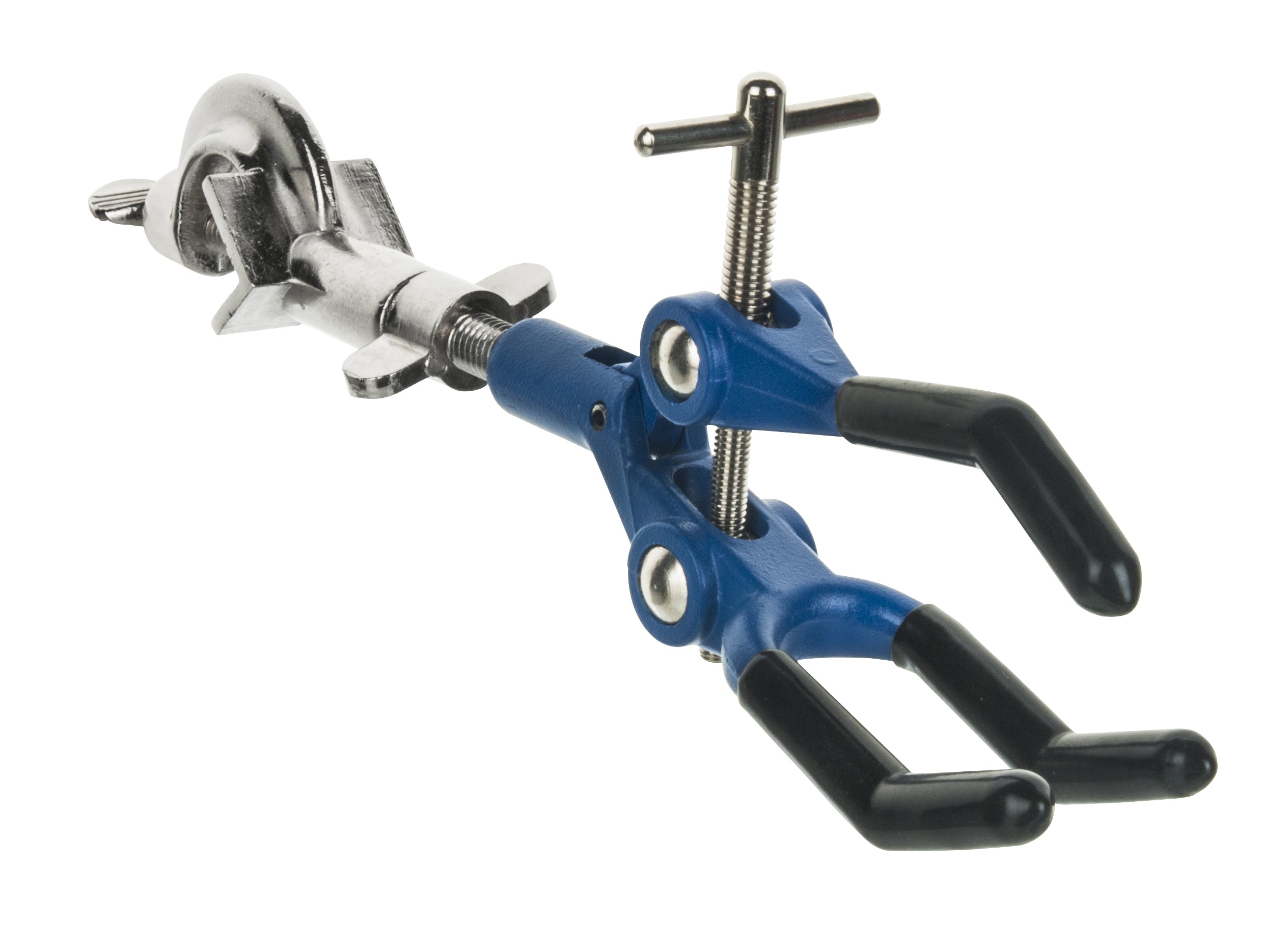 3-Finger Vinyl-Coated Extension Clamp with 2" Fingers on Swivel Boss Head