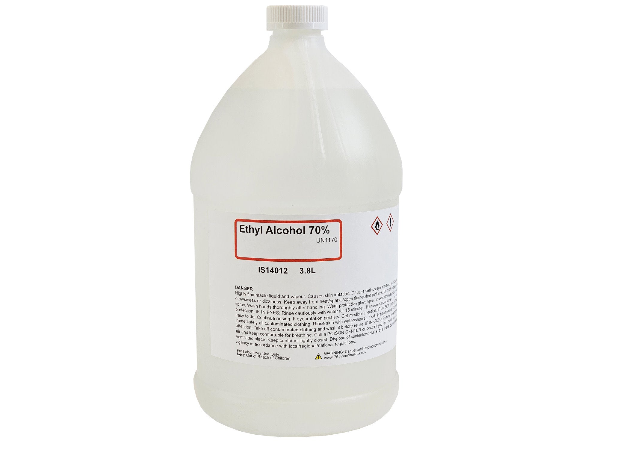 Laboratory Grade 70% Denatured Ethyl Alcohol, 3.8L