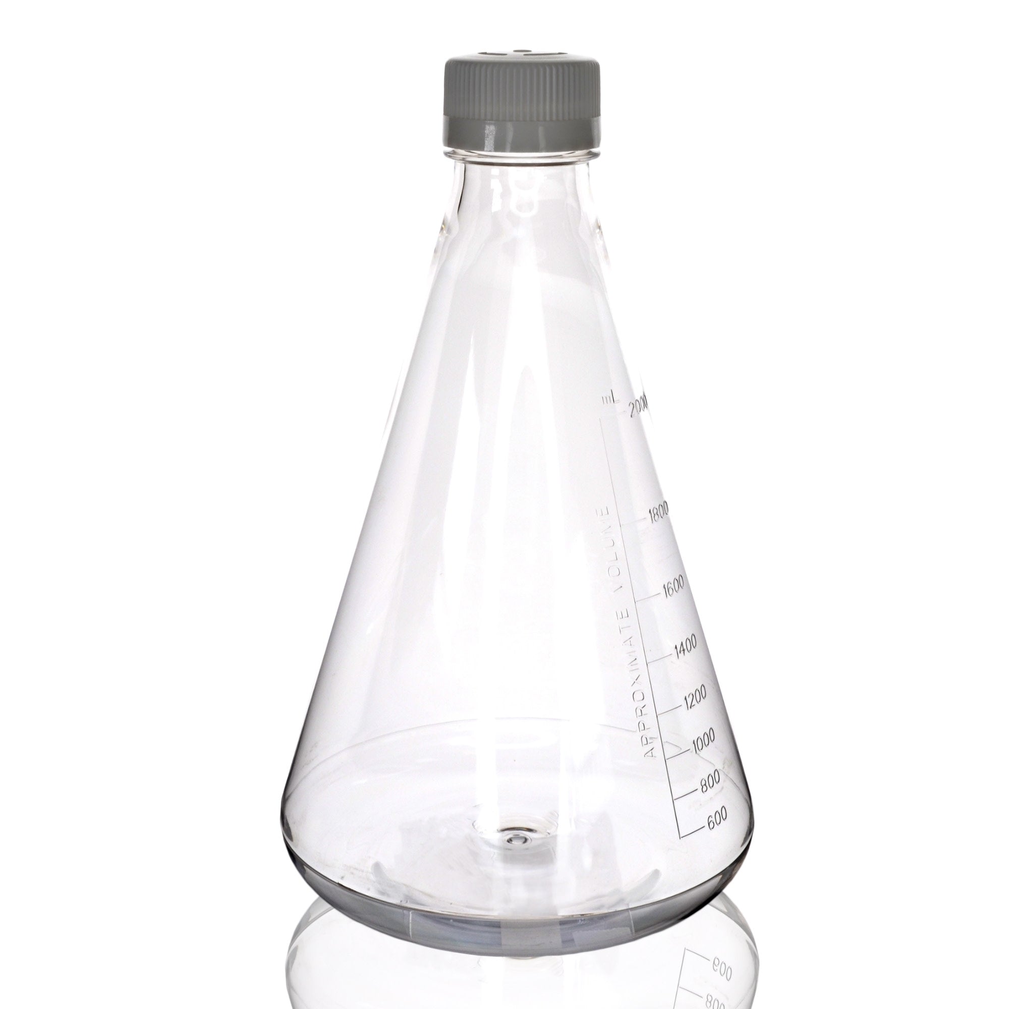 Sterile Vented Flat-Bottom PETG Erlenmeyer Flask, USP Class VI, 2L