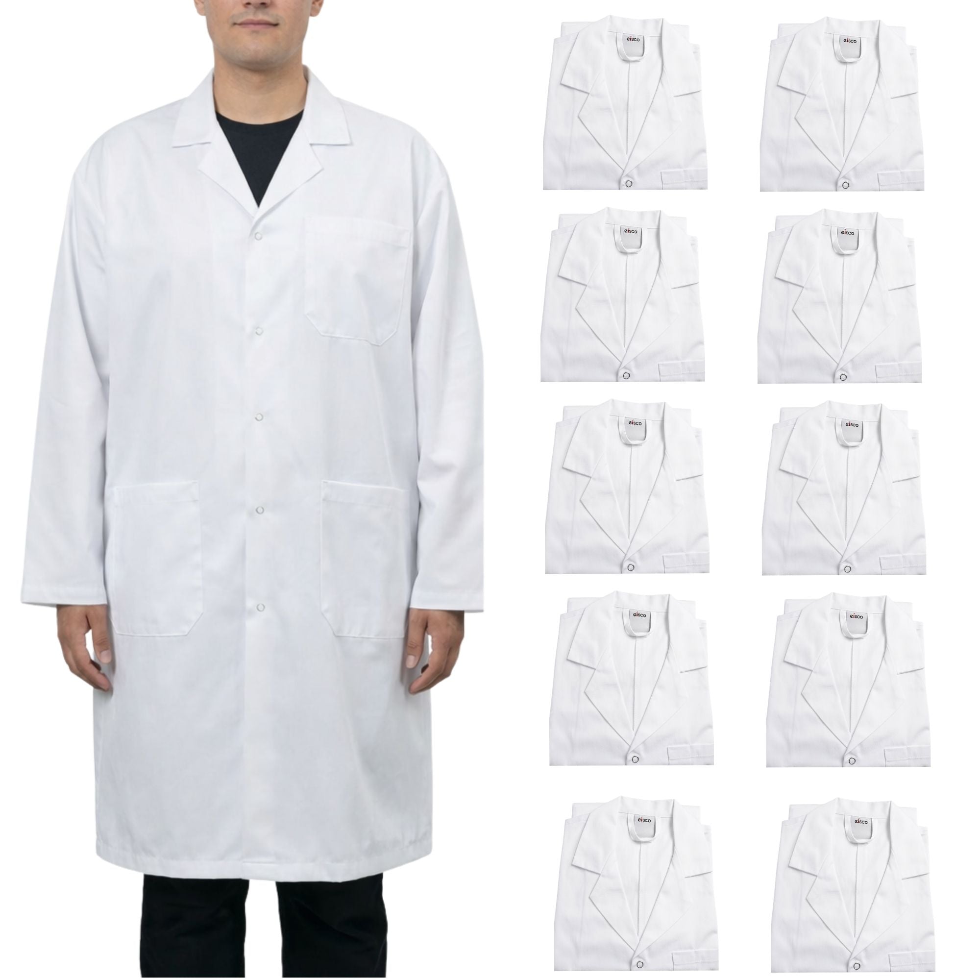 Cotton Lab Coat with Snap Front, 10-Pack