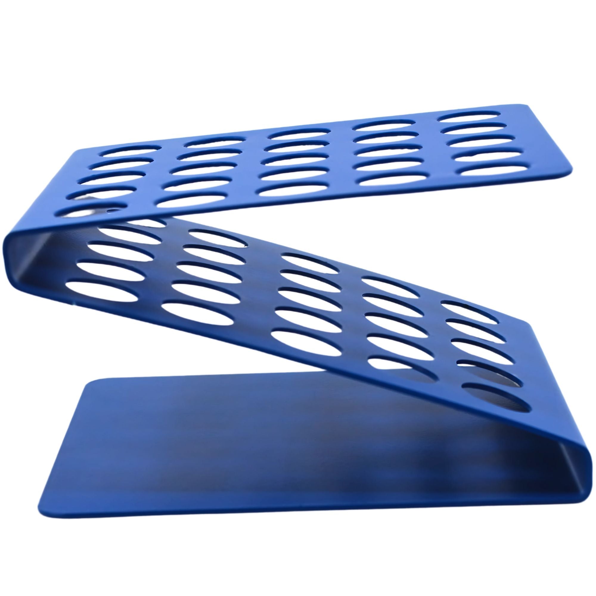 Z-Shape Aluminum Test Tube Stand for 25 x 17mm Tubes, Blue Powder-Coated