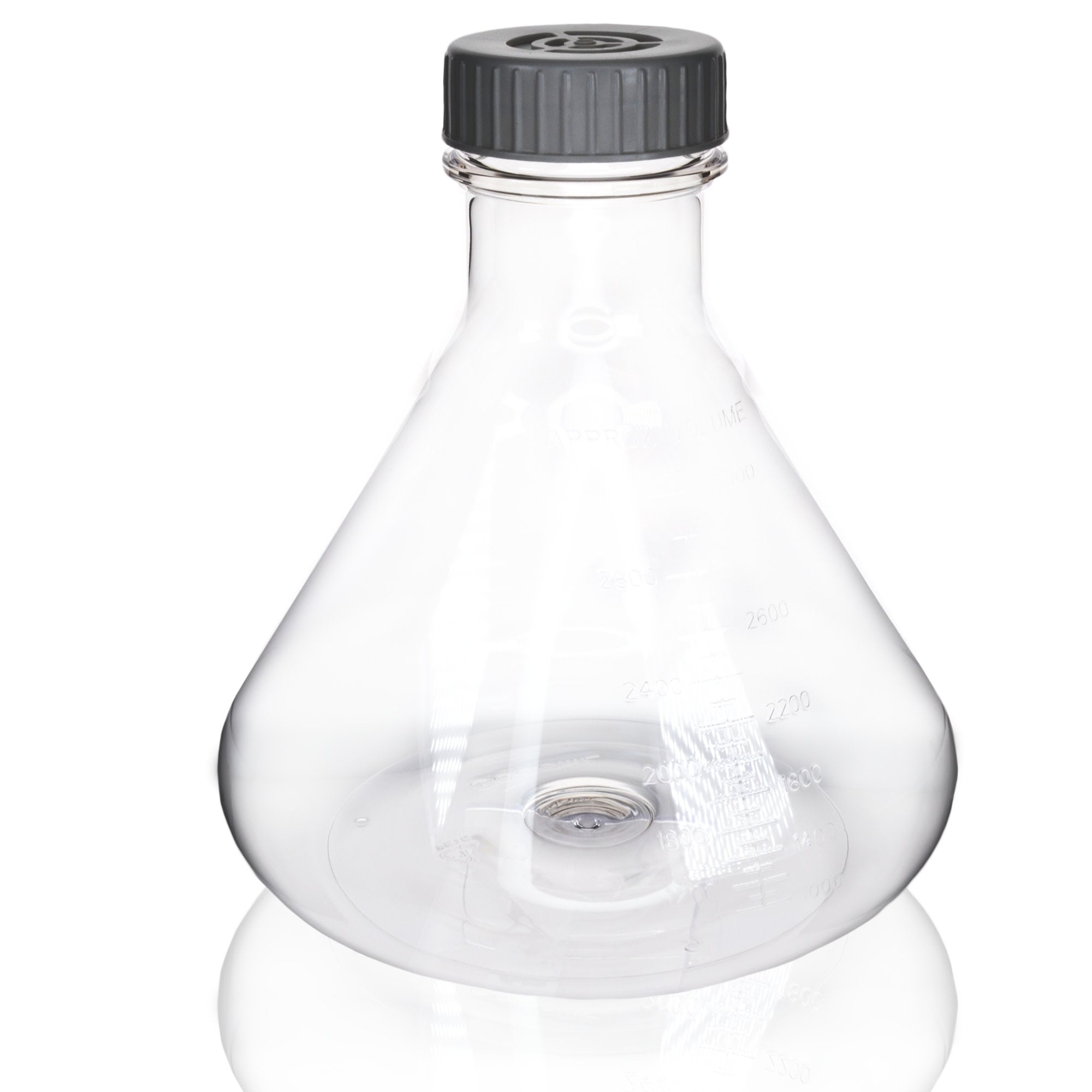 Sterile Vented Flat-Bottom PETG Erlenmeyer Flask, USP Class VI, 3L
