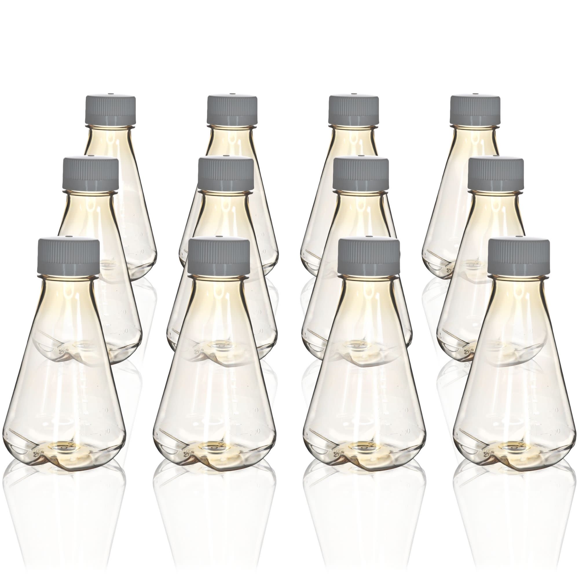 Sterile Polycarbonate Erlenmeyer Flask with Baffled Bottom, 12-Pack