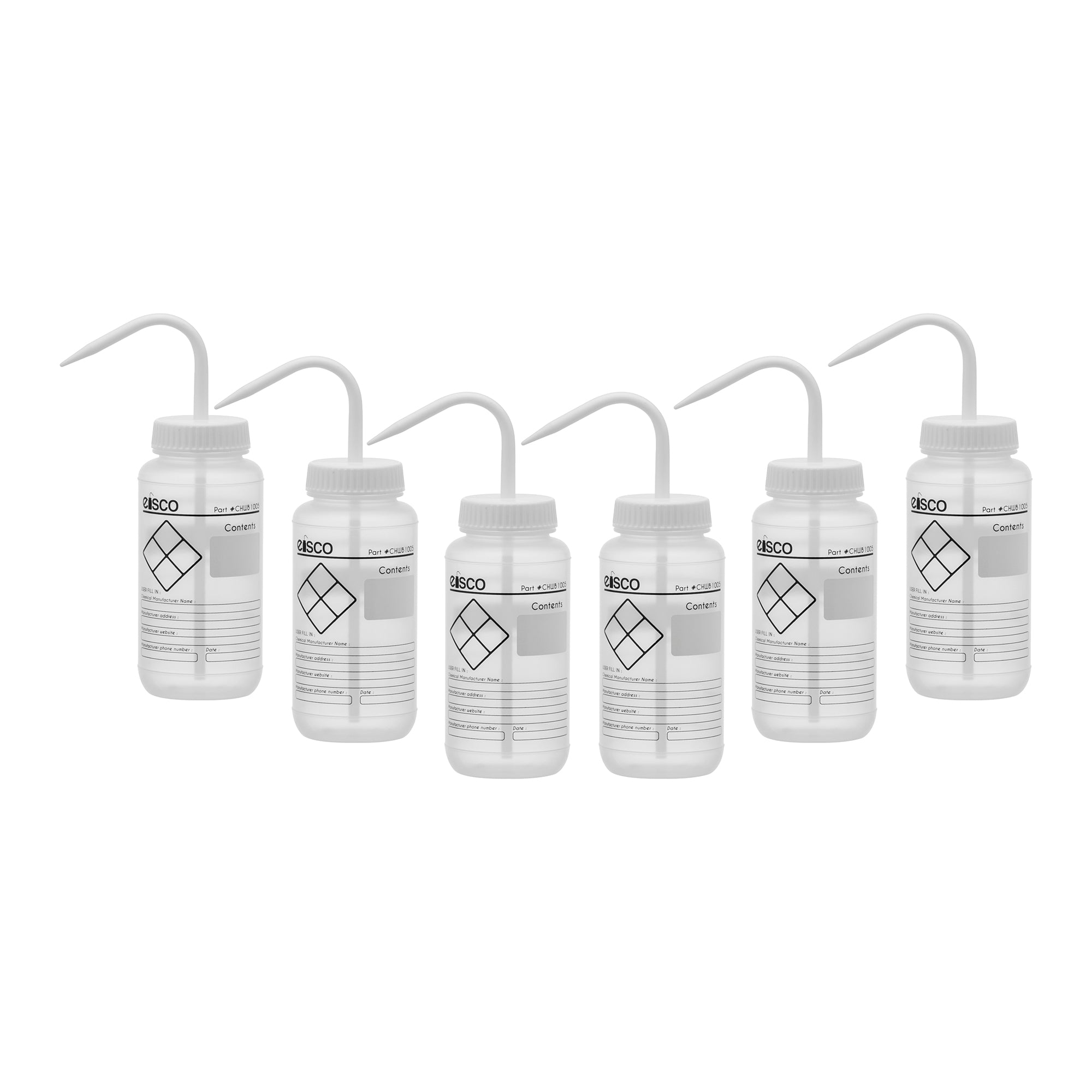 Chemical Wash Bottle, LDPE, Wide Mouth, Blank Labels, 500mL