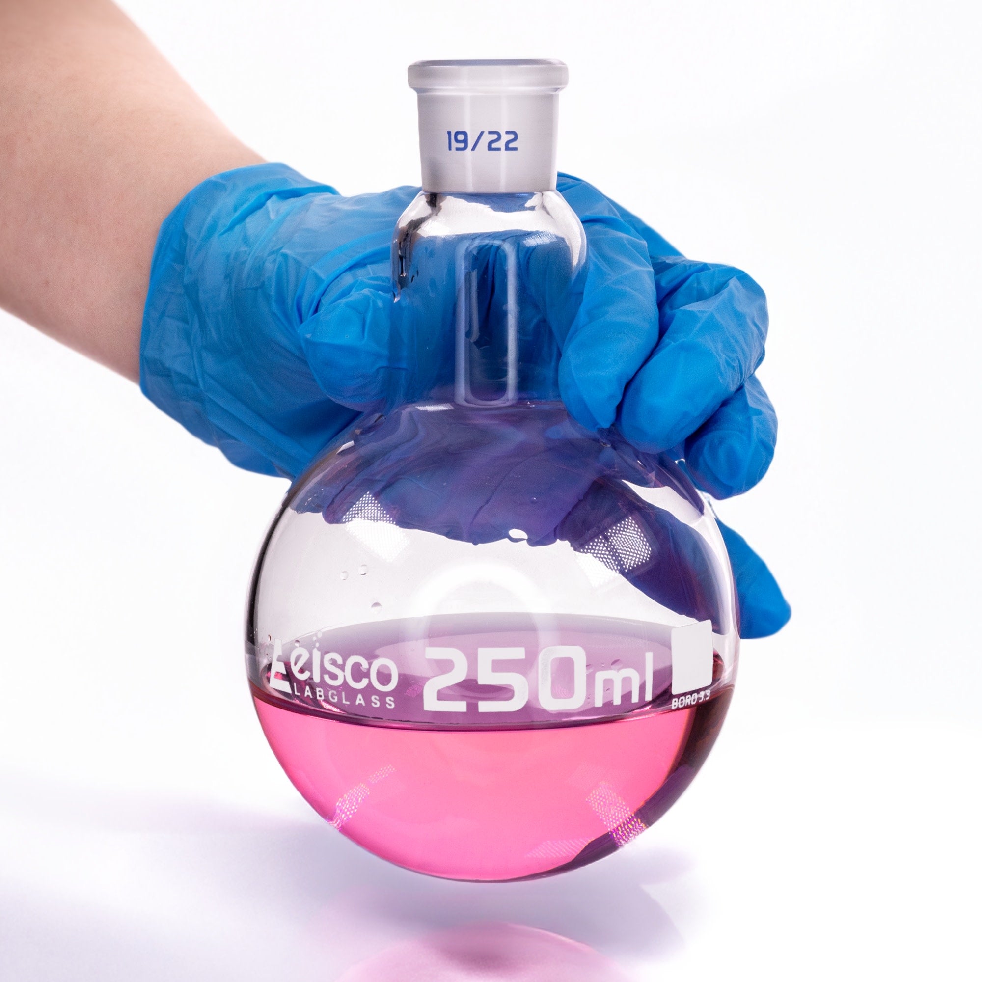 Round Bottom Boiling Flask with 19/22 Ground Joint, 250mL, Borosilicate 3.3 Glass