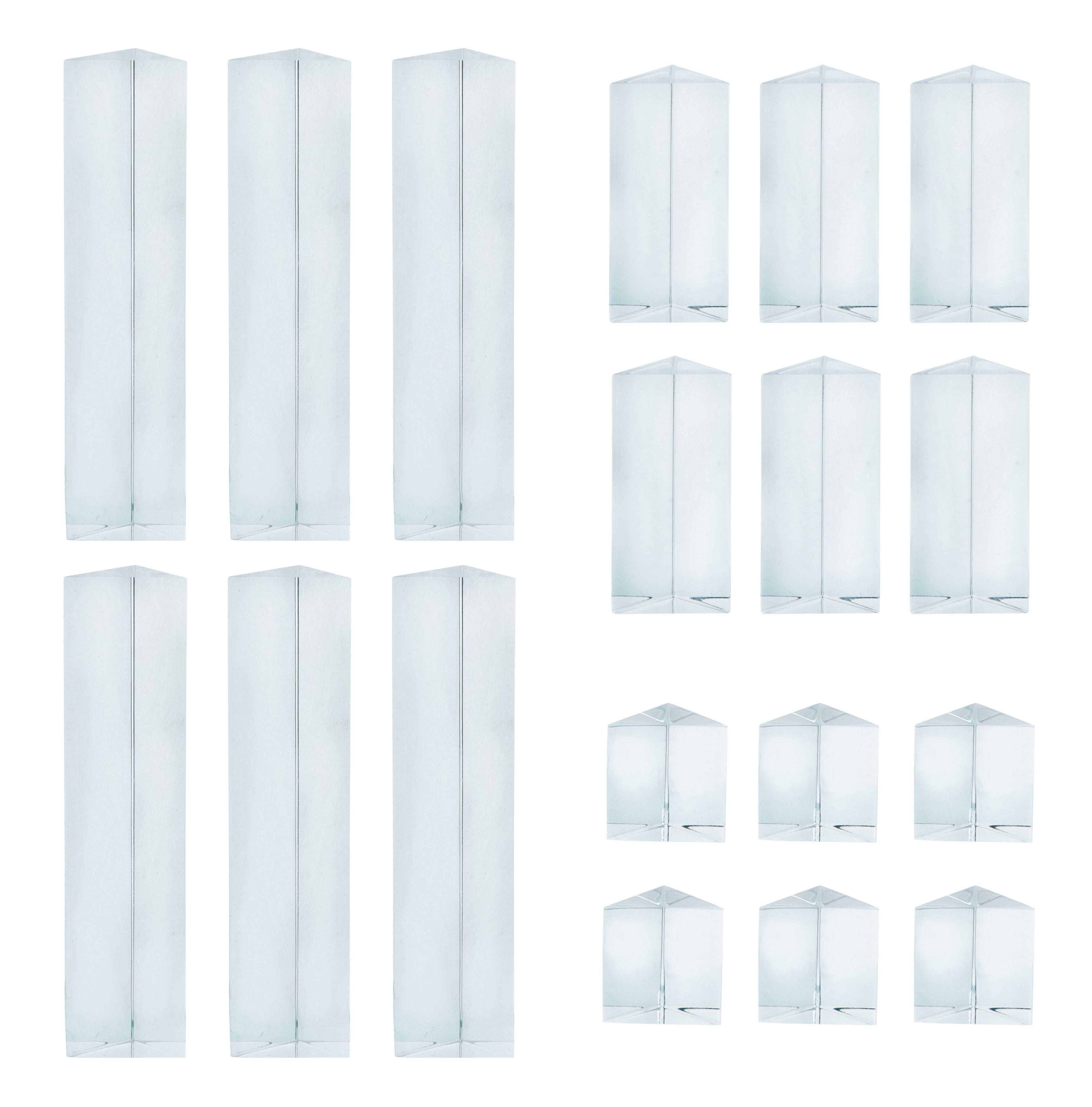 18-Piece Equilateral Acrylic Prism Classroom Set (1", 2", 4" Lengths)