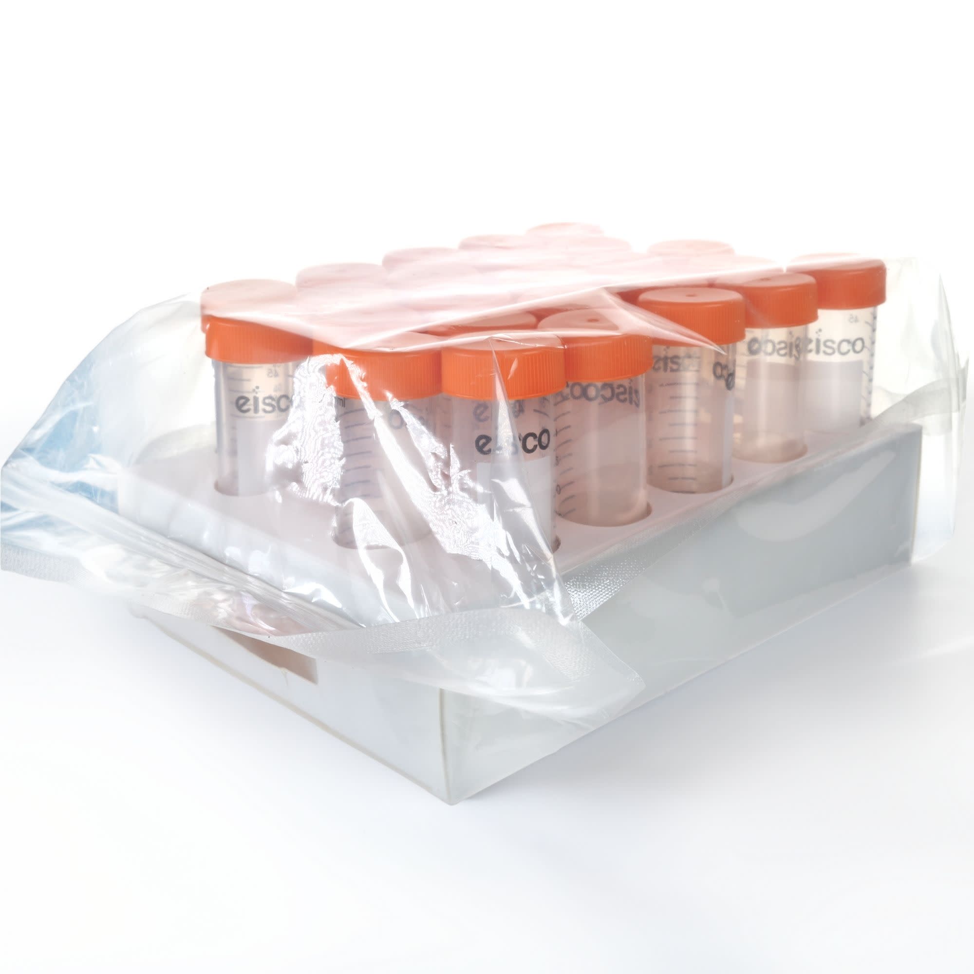 25-Pack Non-Sterile Racked Polypropylene Centrifuge Tubes with Flat Cap, 50mL