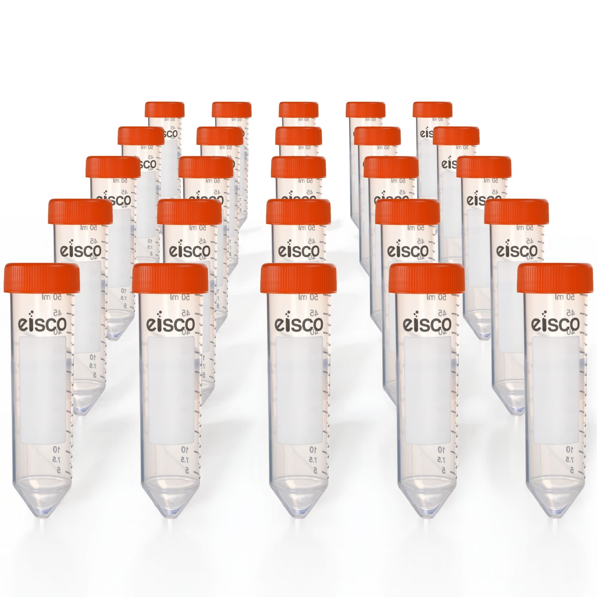 25-Pack Non-Sterile Polypropylene Centrifuge Tubes with Flat Cap, 50mL